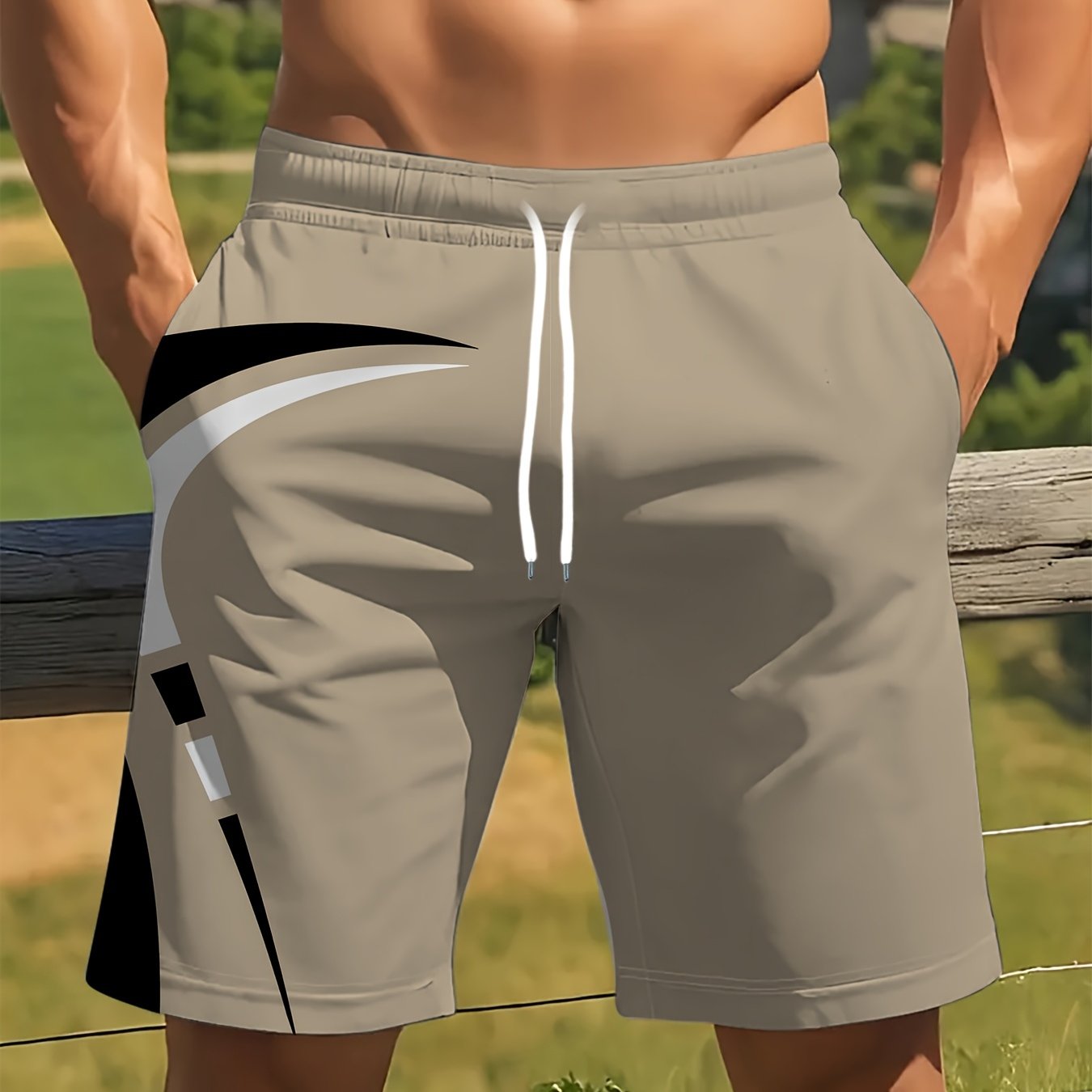 TEMU Shorts d'été pour hommes, motif imprimé numérique, adaptés pour l'extérieur, le fitness, la natation et autres , séchage rapide, pantalon