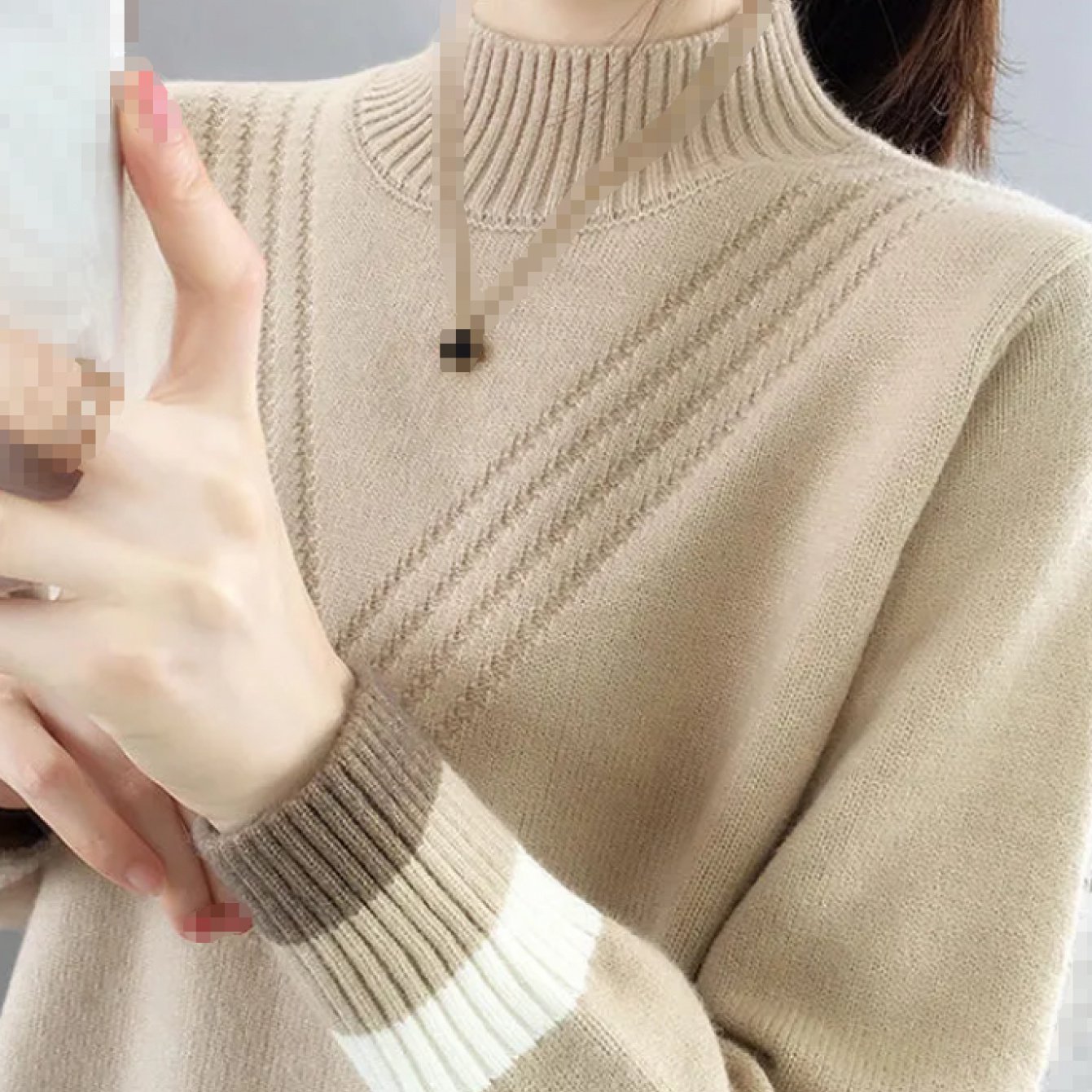 Women's Half Turtleneck Sweater, Loose Base Layer Shirt, Autumn Top