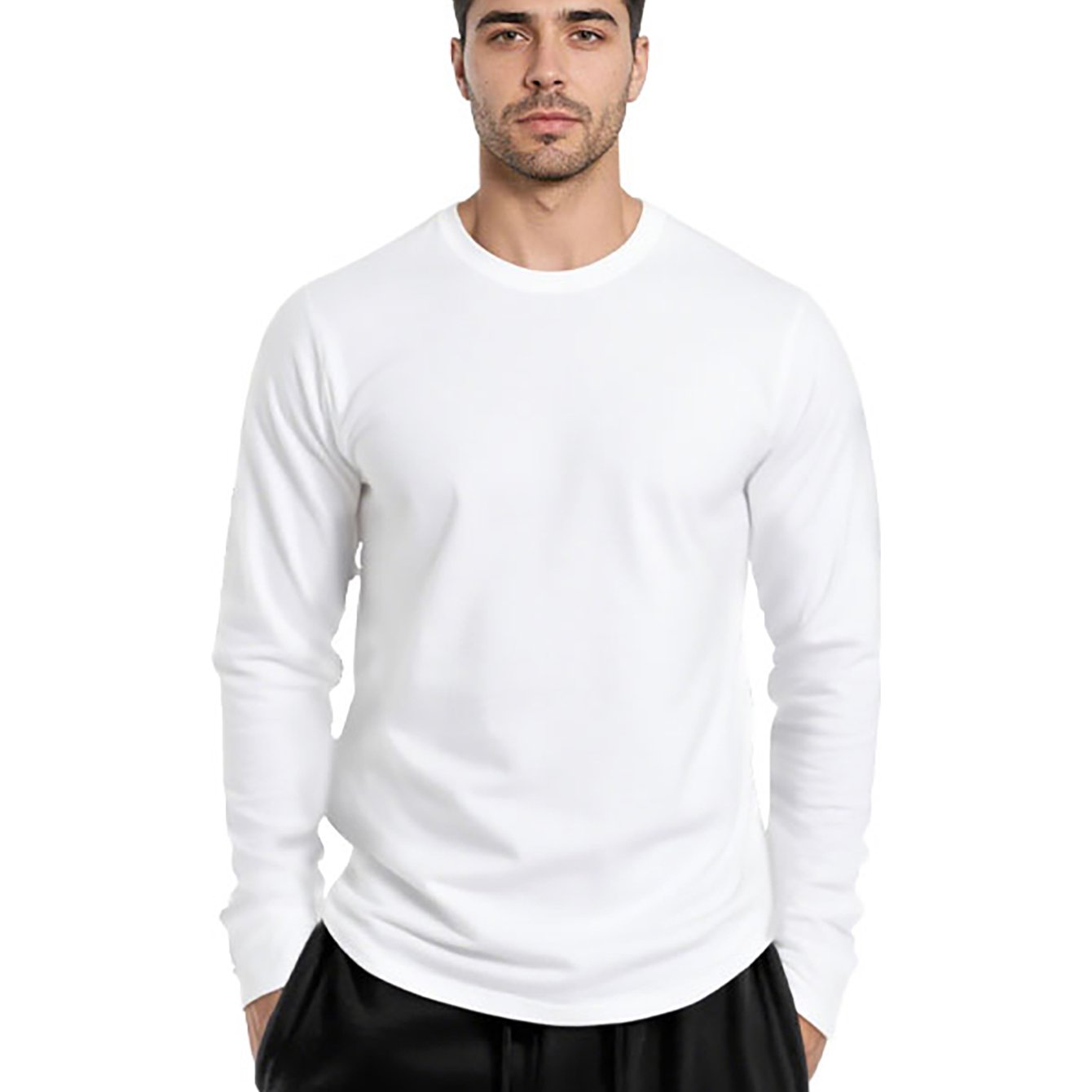 1pc Men' Color Crew Neck Long Sleeve T-shirt, Quick-dry Breathable Polyester Lightweight Sweatshirt, Casual Fitness Top, Suitable For Running, Outdoor