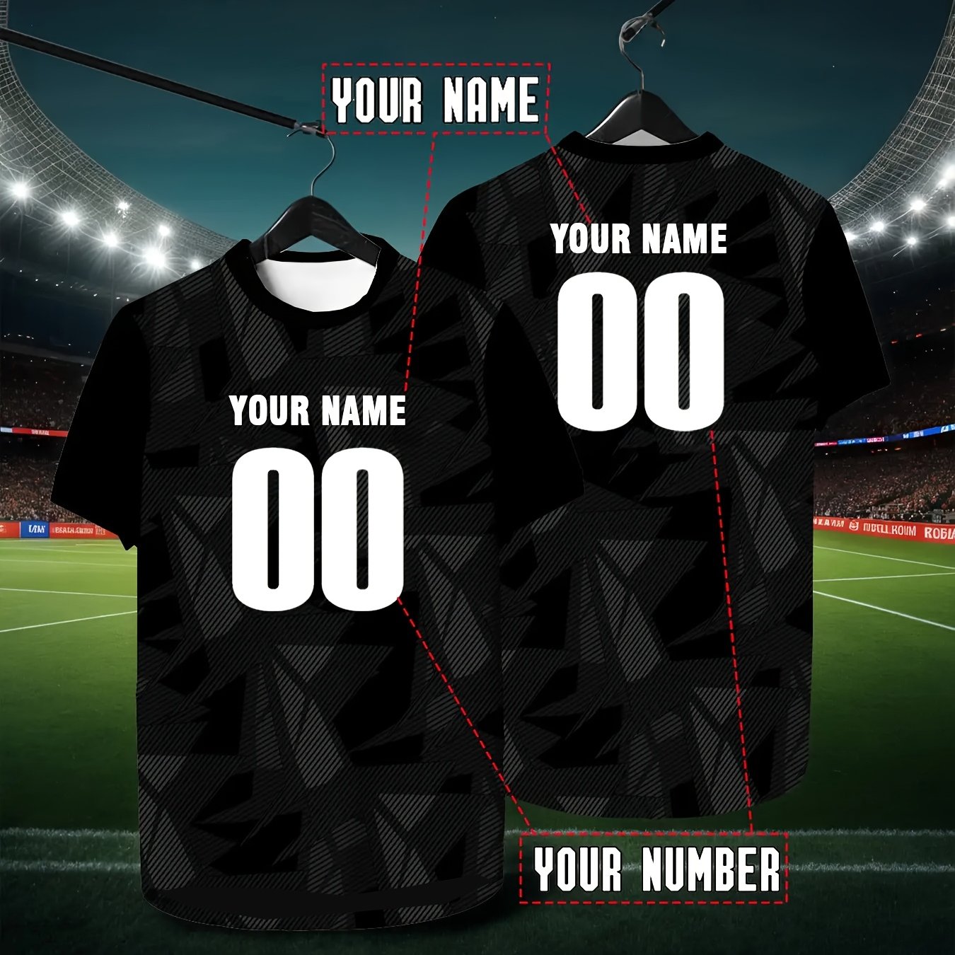 TEMU Men's Large Size Personalized Bulk Order T-shirts - Custom Name/number/logo/team Logo/uniforms - Bulk Printing For Team Uniforms, , Promotional