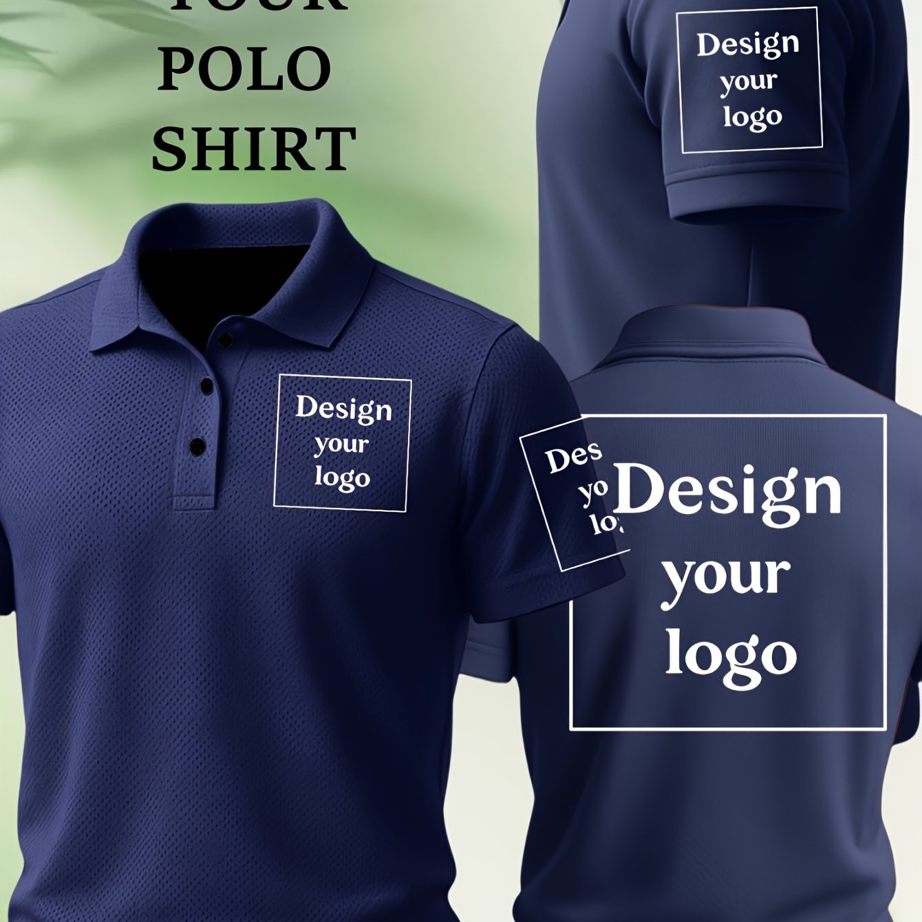 TEMU Polo para hombre personalizable, pecho delantero personalizable, brazo personalizable, espalda personalizable, uniformes corporativos