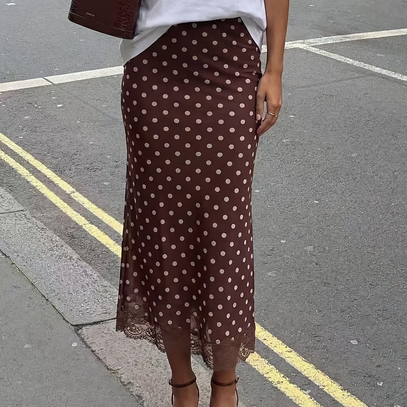 TEMU Women's Casual Fashion Polka Dot Lace Skirt