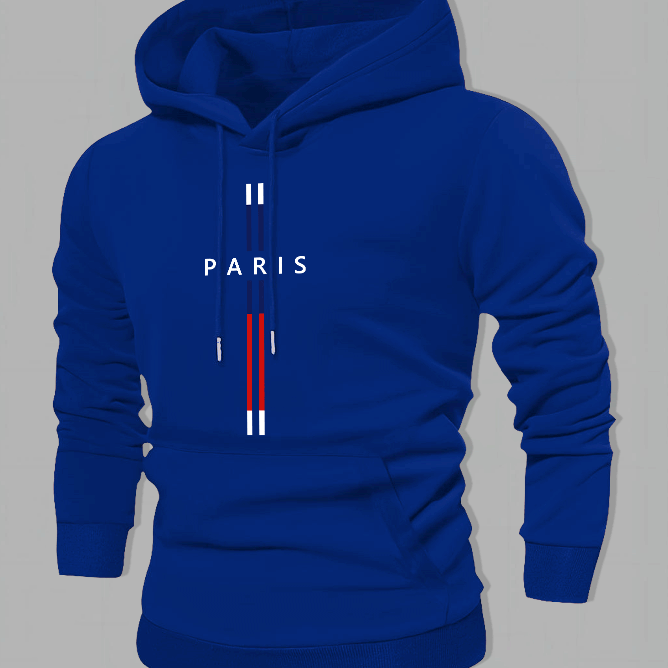 TEMU Men's Fashion Print Hoodie - Casual Drawstring Pullover With Kangaroo Pocket, Polyester Fabric, Machine Washable
