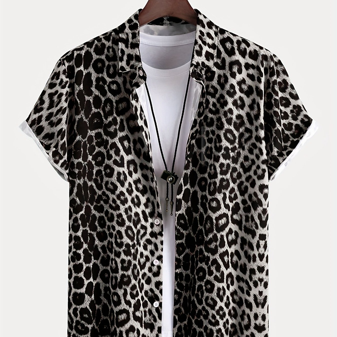 TEMU [printed Design â Not Textured] Men's Printed Button- Lapel Shirt, Casual Short-sleeve Top, Lightweight And Breathable Fabric, Open-collar Men'