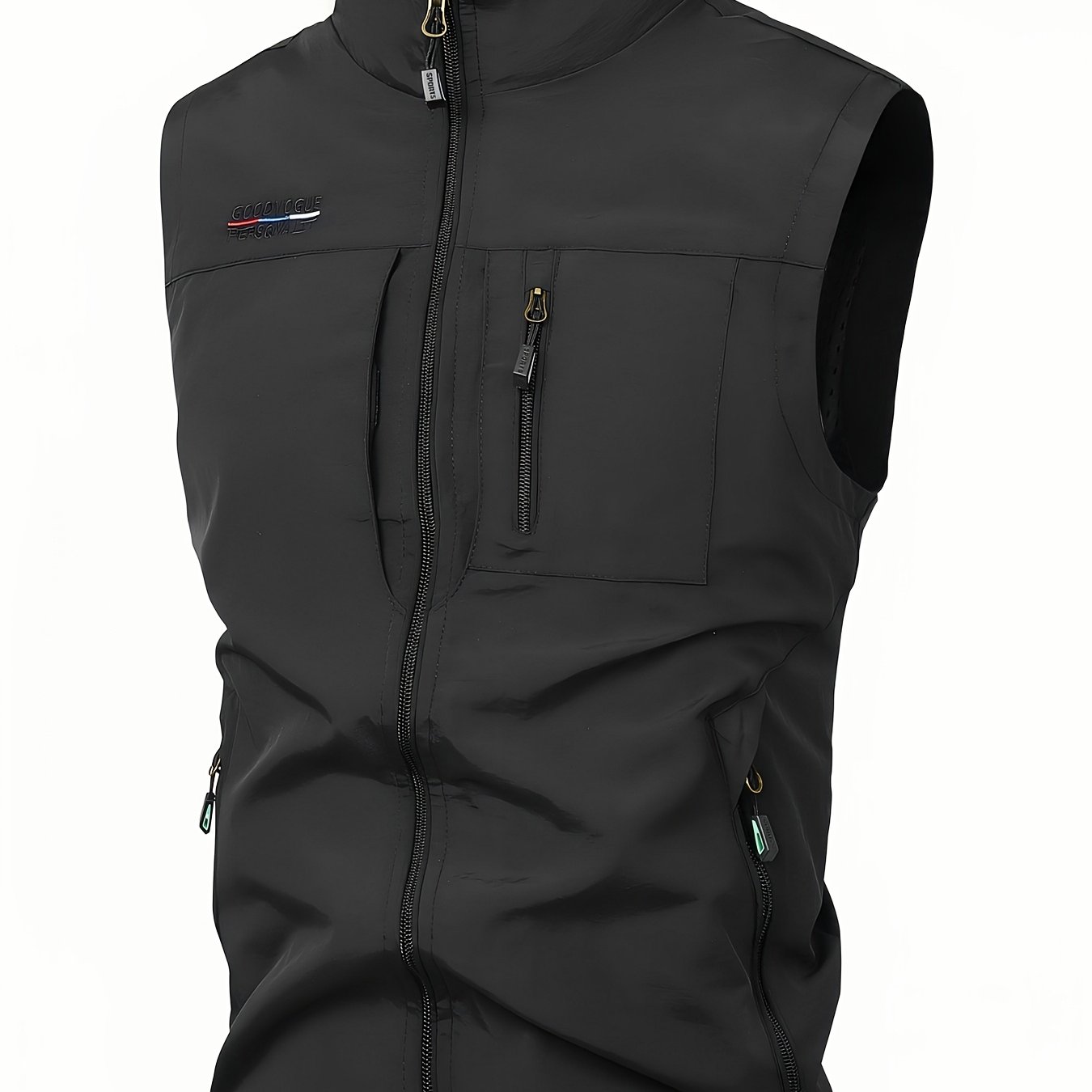 Outdoor Quick Drying Vest Men's Spring And Autumn Thin Style Multi Pocket Stand Up Collar Plus Size Vest Men's Workwear Casual Jacket