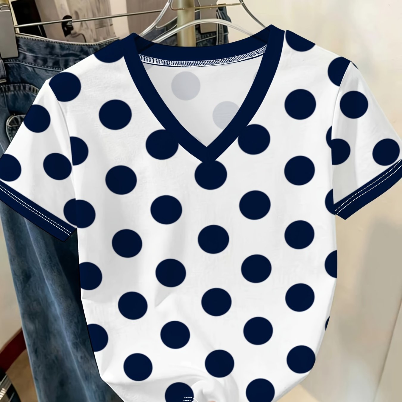 TEMU Women's Printed V-neck Short Sleeve T-shirt, Casual Comfortable And Versatile