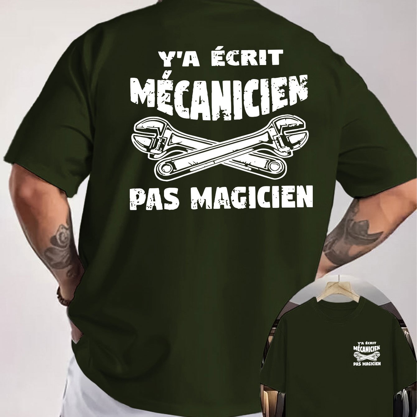 TEMU T-shirt pour Homme avec Slogan de Mécanicien Français et Impression -, Style Professionnel Hardcore, Haut pour Passionnés de Réparation