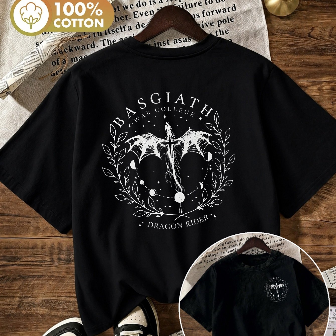 Image of Women's Oversized Graphic Streetwear Casual Summer Fashion Trendy T-shirt, Edgy Cool Vintage Urban Minimal Aesthetic Dragon Double-sided Print Tee Dx0976bw