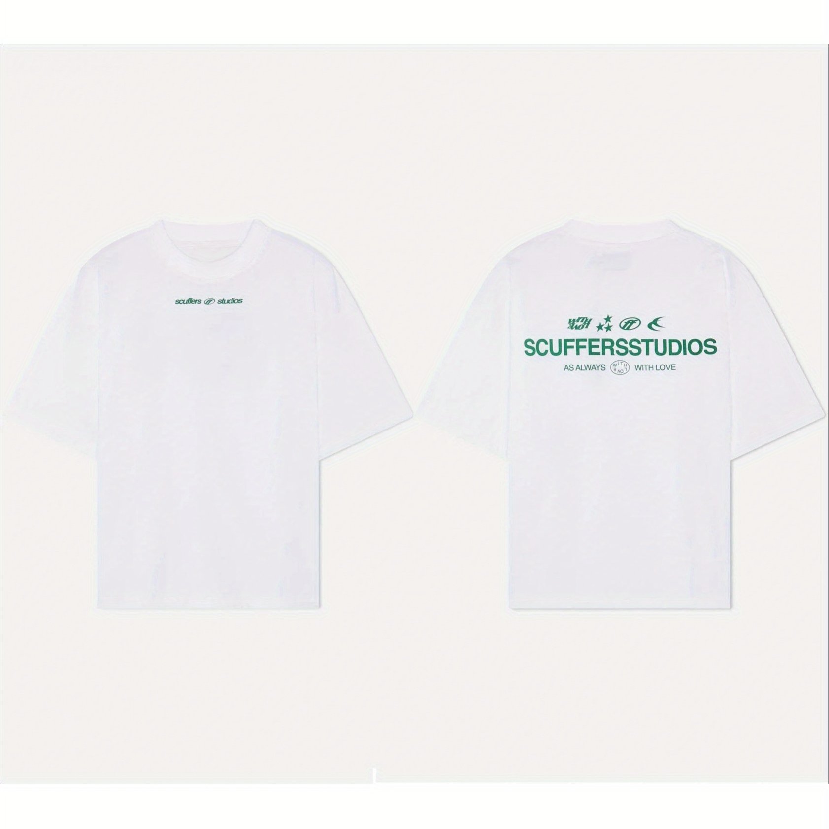 Scuffers Street T-Shirt da Uomo con Stampa Grafica Surf - Bianca con Logo Verde, Maniche Corte e Collo Rotondo Casual Top, Lavabile in Macchina Taglio Regolare per Tutti i Giorni &amp; Vacanza, Maglietta da Spiaggia, Moda Streetwear, Tee Trendy con Grafica, Maglia Comoda, Tessuto Resistente
