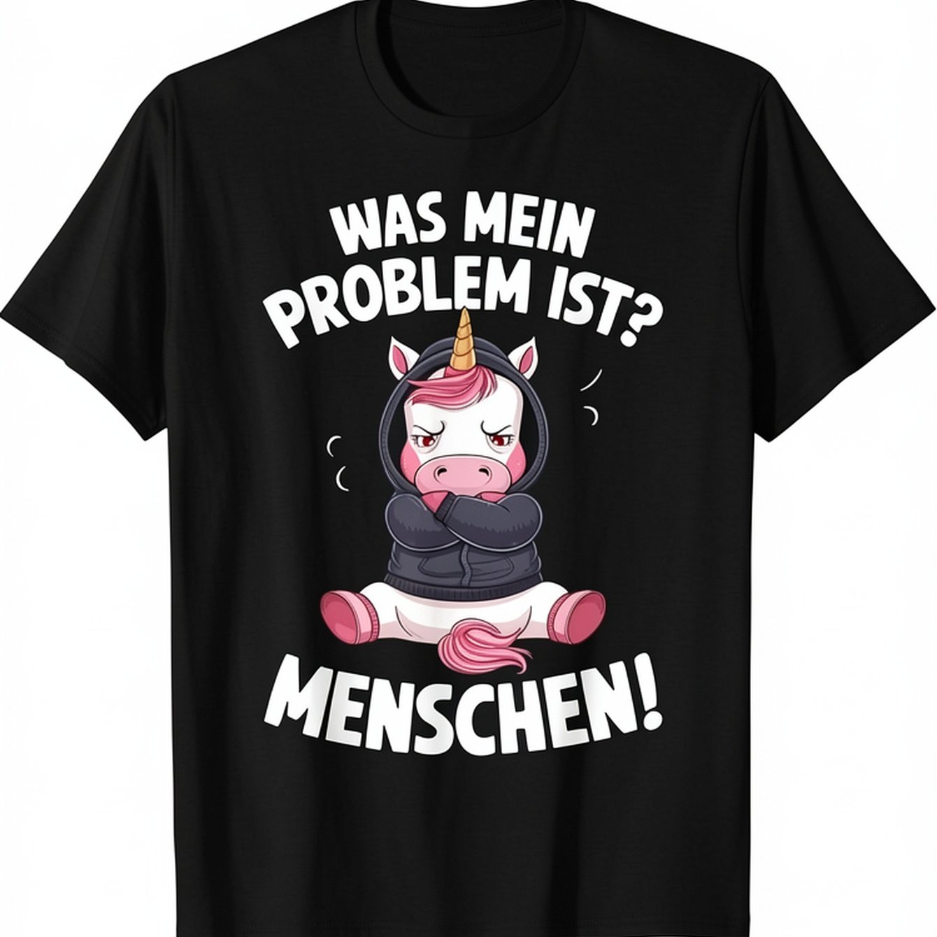 Image of Funny Slogan Unicorn I Hate People Sarcasm T-shirt, Black, S, Everyday Outfit, Casual Wear, Unicorn Design, Funny Tshirt, Durable Material, , Round Neck Shirt, Printed Top, Casual