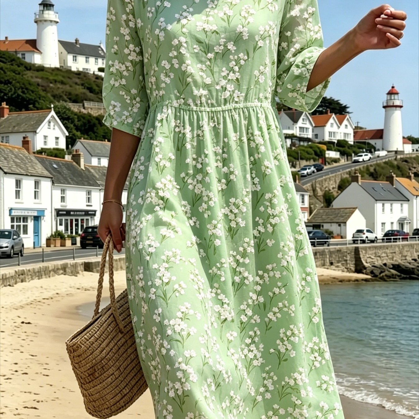 Women's Lightweight Loose-fit Maxi Dress - Short Sleeve Round Neck Beach Dress With Short Sleeves & A-line -length, Machine Washable Suitable For Vacations, Travel, Casual Wear, Resort Style Dress