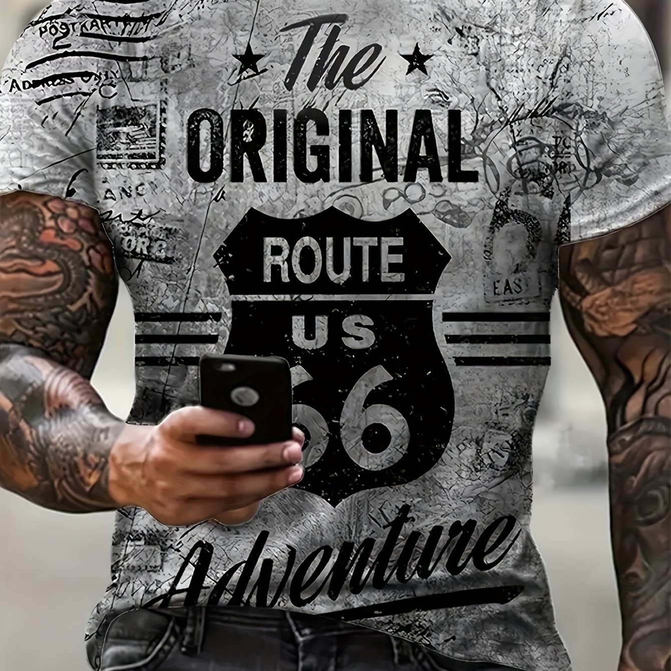 TEMU A Big Men's Retro Badge Design T-shirt Is Perfect For Summer; A Stylish Casual Short-sleeve Shirt Ideal For Outdoor Activities And Sports