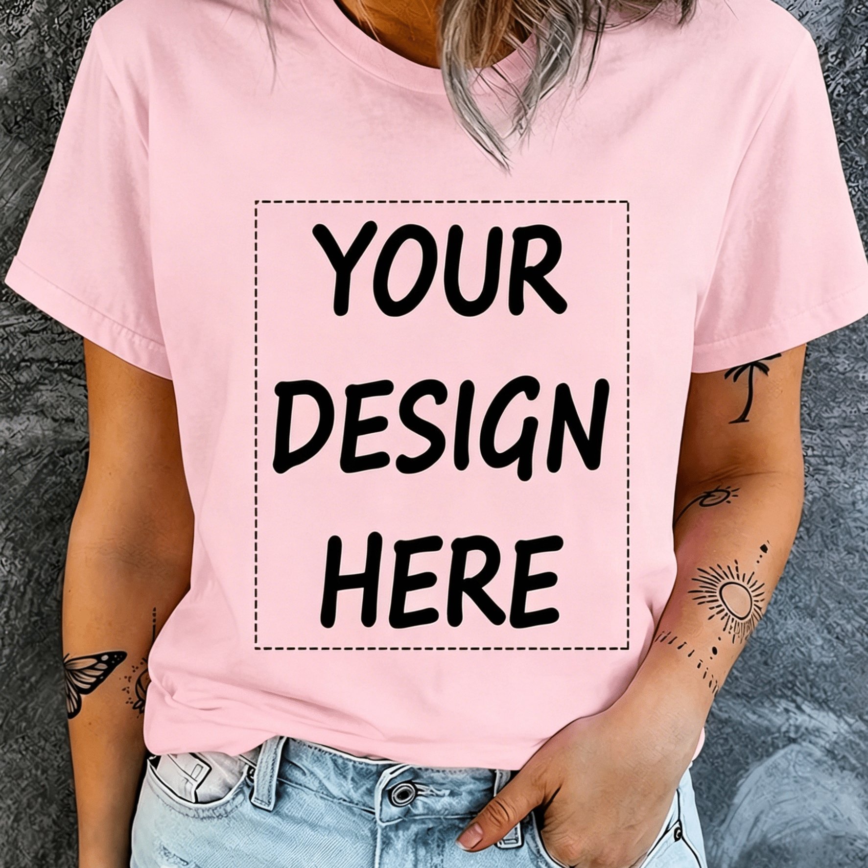 TEMU Customizable Printed Women's Casual Short-sleeve T-shirt - Breathable , Round Neckline. In Multiple Colors For Weddings, Parties, Team Uniforms,