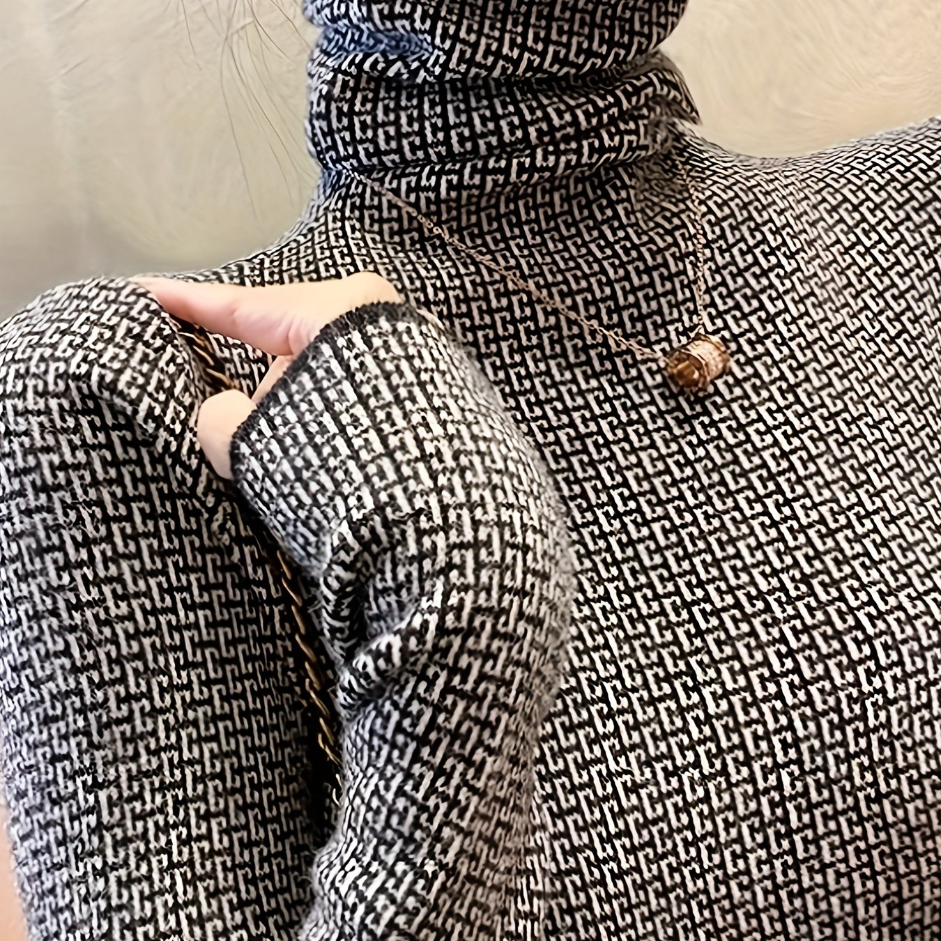 TEMU Turtleneck Sweater For Women - Knit, Pattern, Machine - For /