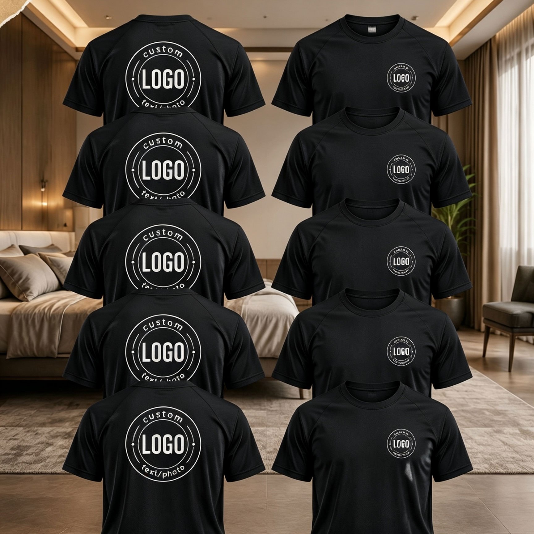 TEMU 5pcs Set Personalized Men's T-shirt, Add Your Text/image/family Photo/pet Photo//work Uniform/couples/, Short-sleeve Top, Summer, Gift For