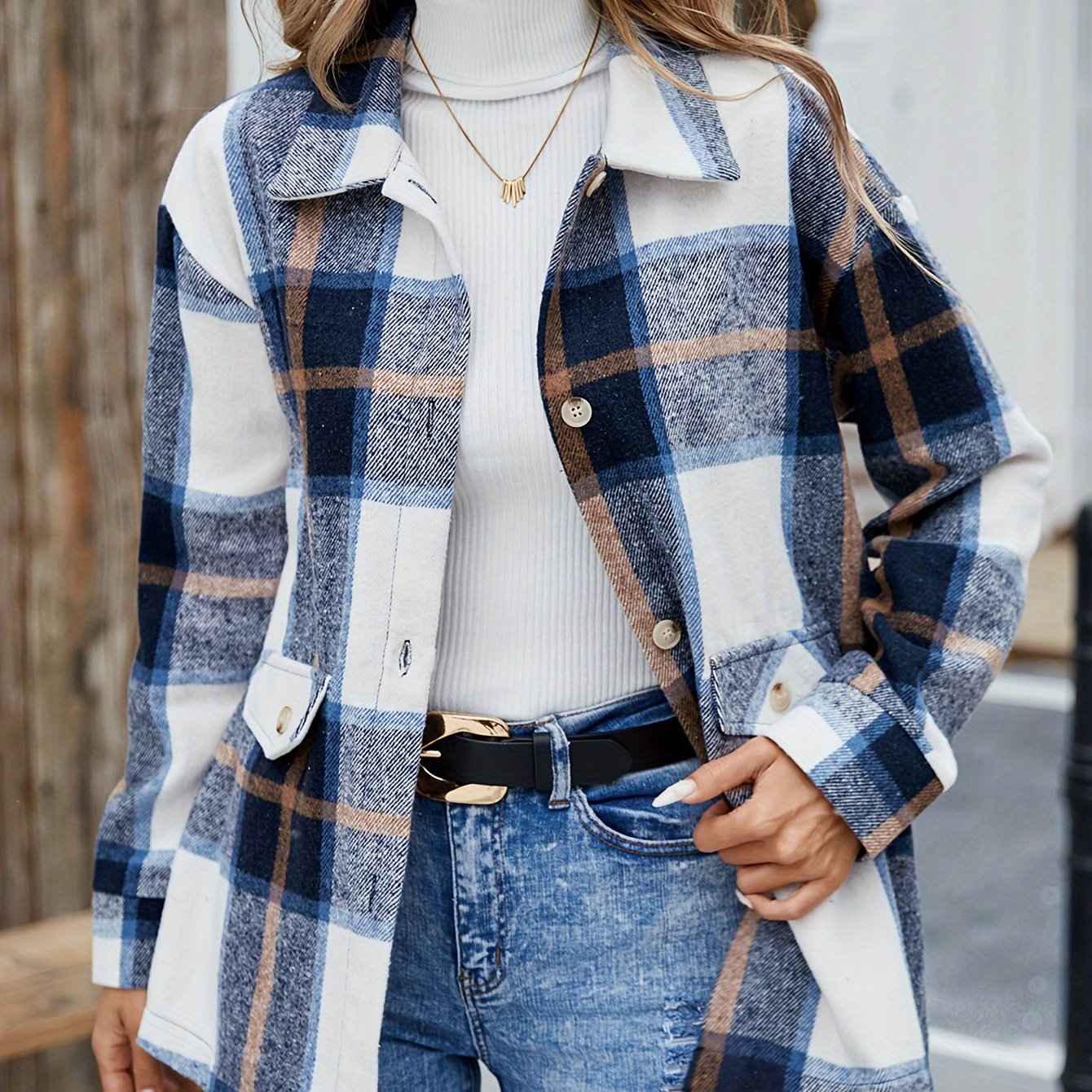 TEMU Elegant Blue Shirt Long Sleeve Shirt Real Product
