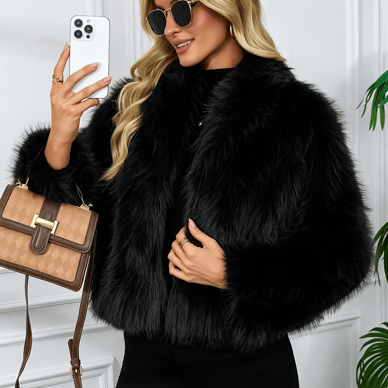 Winter Plush Top Short Coat For Women