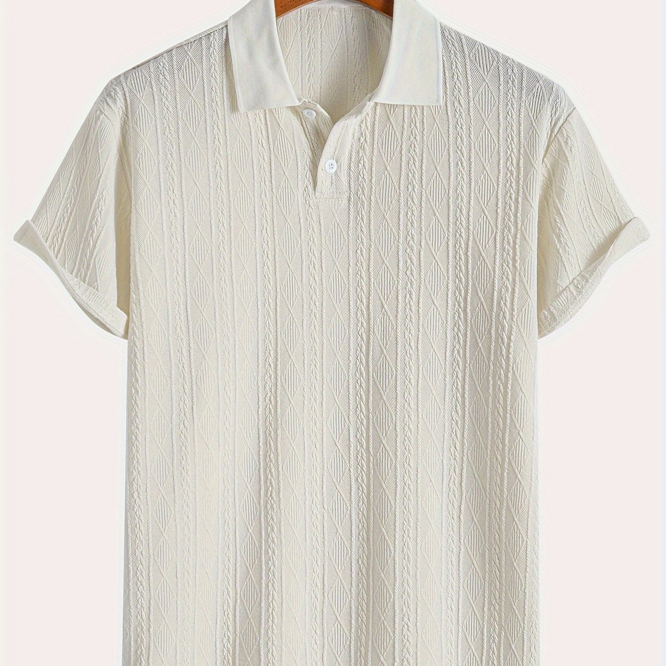 Crochet Geometric Pattern Jacquard Short-sleeve Shirt