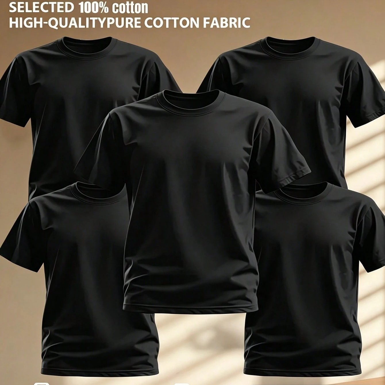 TEMU 5pcs/set High-quality T-shirt Men's Round Neck T-shirt Durable And Fashionable Everyday Appearanc Soft And Comfortable, Suitable For Fitness,