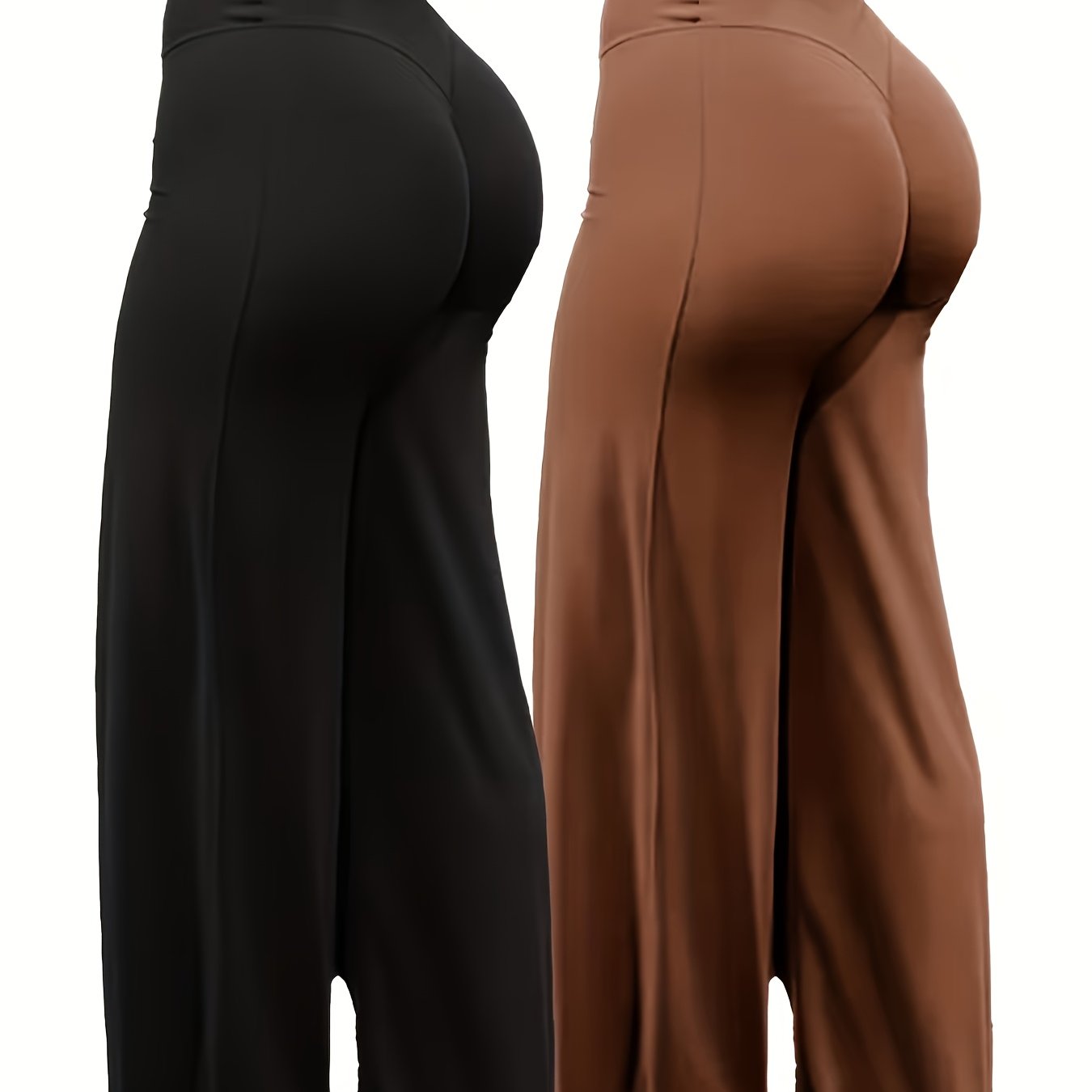 TEMU Zeer elastische broeken met wijde pijpen voor dames (set van 2) — tailleband, vormt de benen, valt prachtig, geschikt voor outdoor en dagelijks