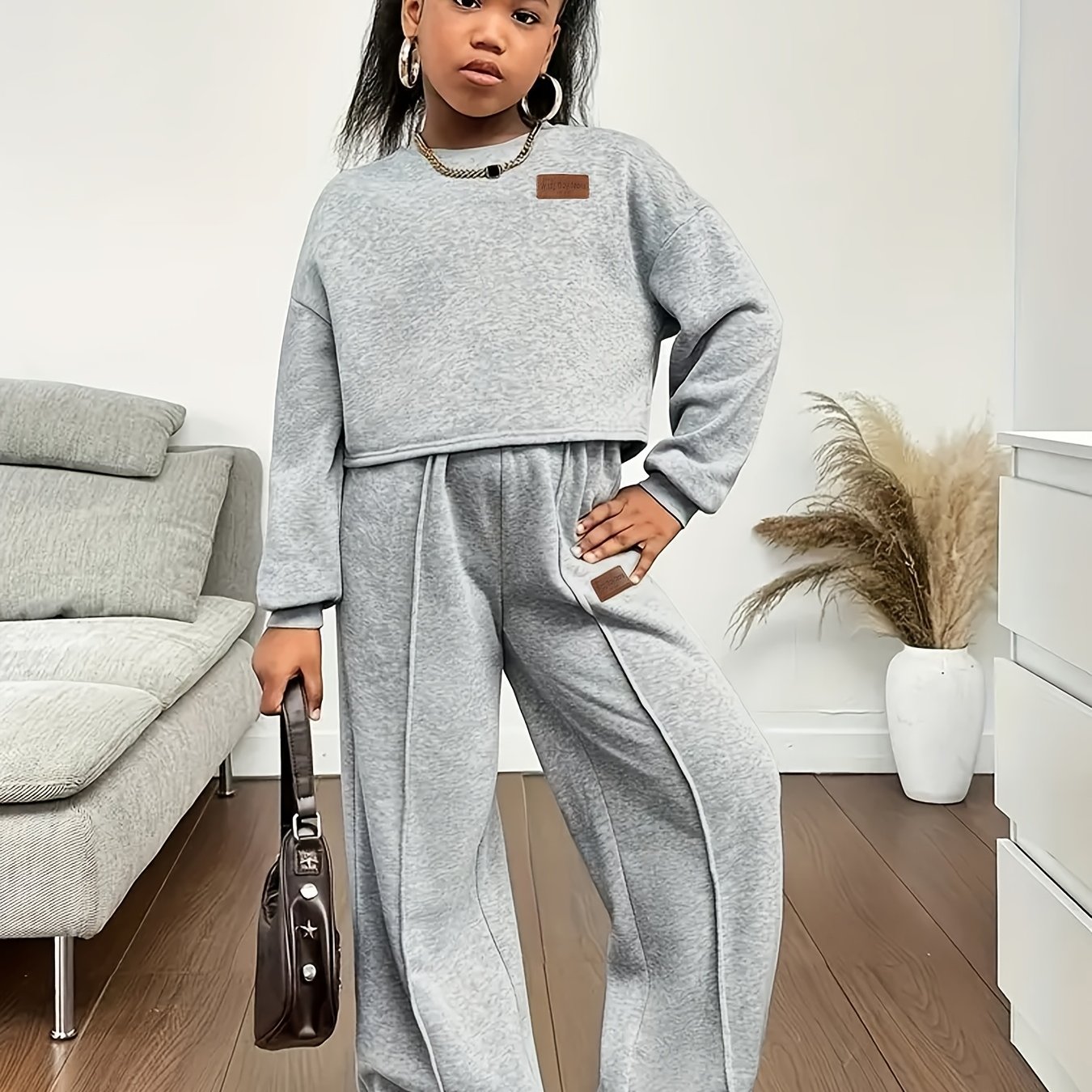 Image of Girls' Autumn Outfit New Back-to-school Outfit Spring/autumn Trendy Korean ' Clothing Sports 2pcs Set, For Outdoor, Christmas, Halloween