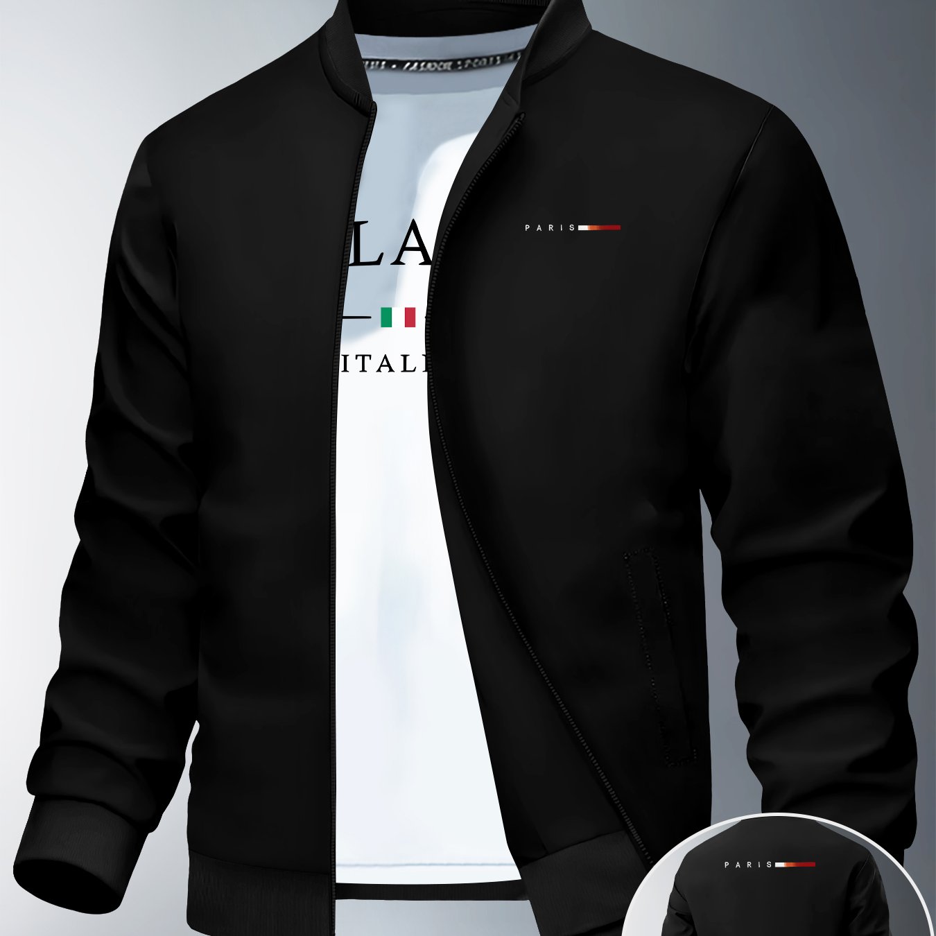 TEMU Slim-fit Men's Jacket, With A Pattern, Made Of Smooth Polyester Fabric Machine Washable. A Casual Outerwear Option For Men, Designed For Outdoor