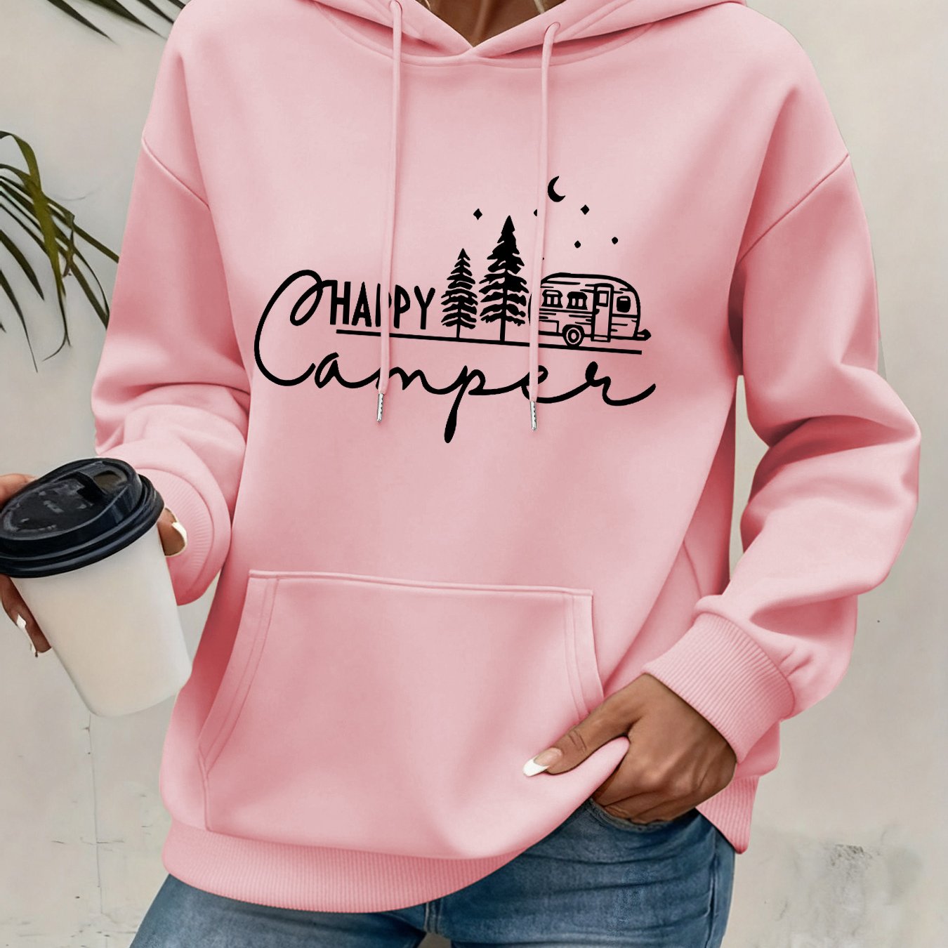 TEMU Graphic Print Hoodie, Drawstring Casual Hooded Sweatshirt For Winter & Fall, Women's Clothing
