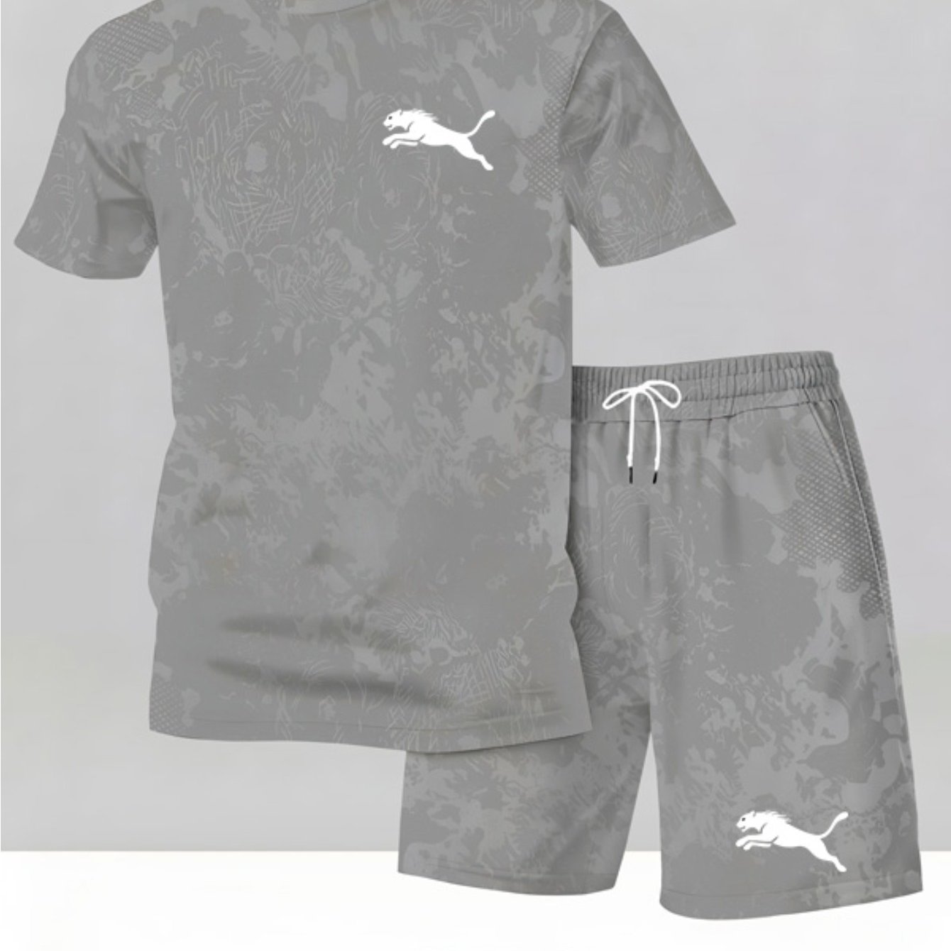 TEMU Set sportivo estivo da in tessuto in fibra ad asciugatura rapida, maglietta a maniche corte traspirante con motivo tie-dye e pantaloncini con