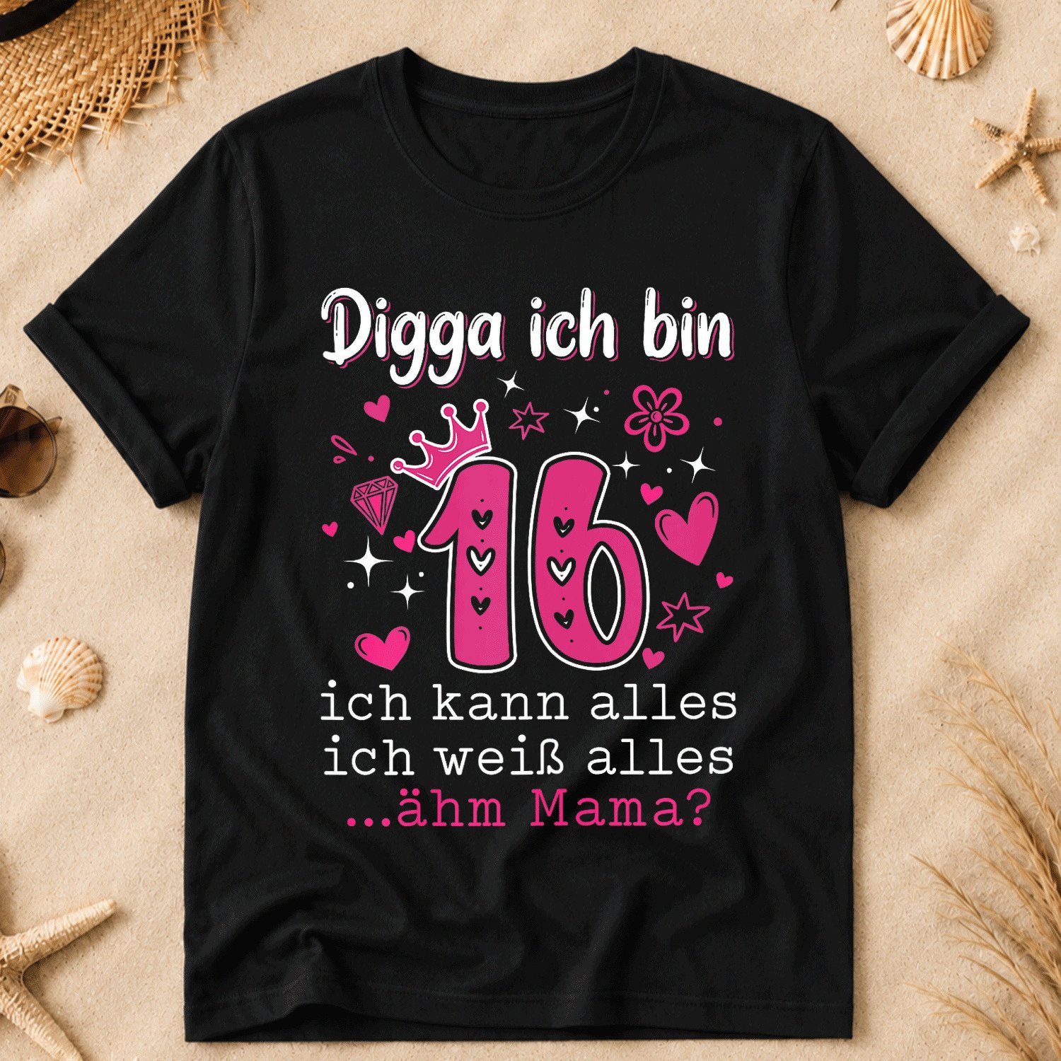 Image of I Am 16 Ahm Mom 16th Birthday T-shirt Summer Quality Crewneck Fashion 100% Short Sleeve Men Women T-shirt Unisex Gift Gifts T Shirts