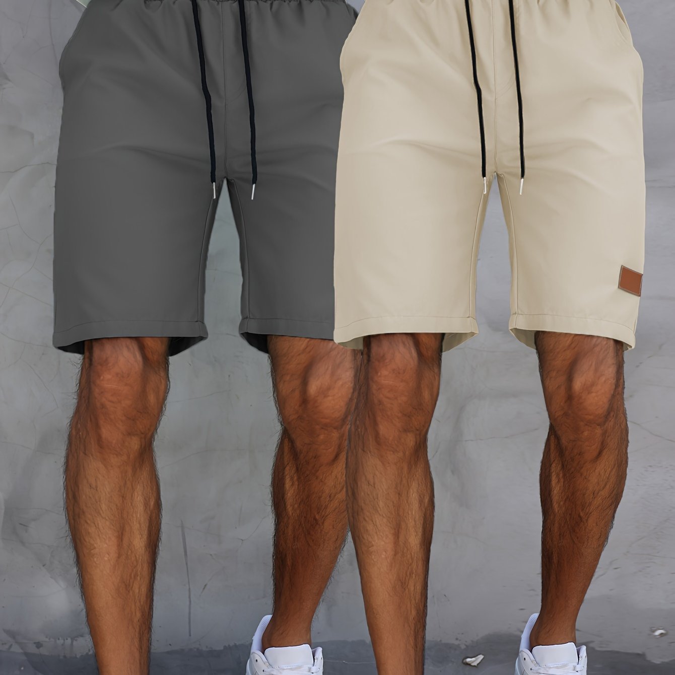 2pcs Men's Shorts Casual Fashion Men's Lace-up Shorts Breathable And Sporty