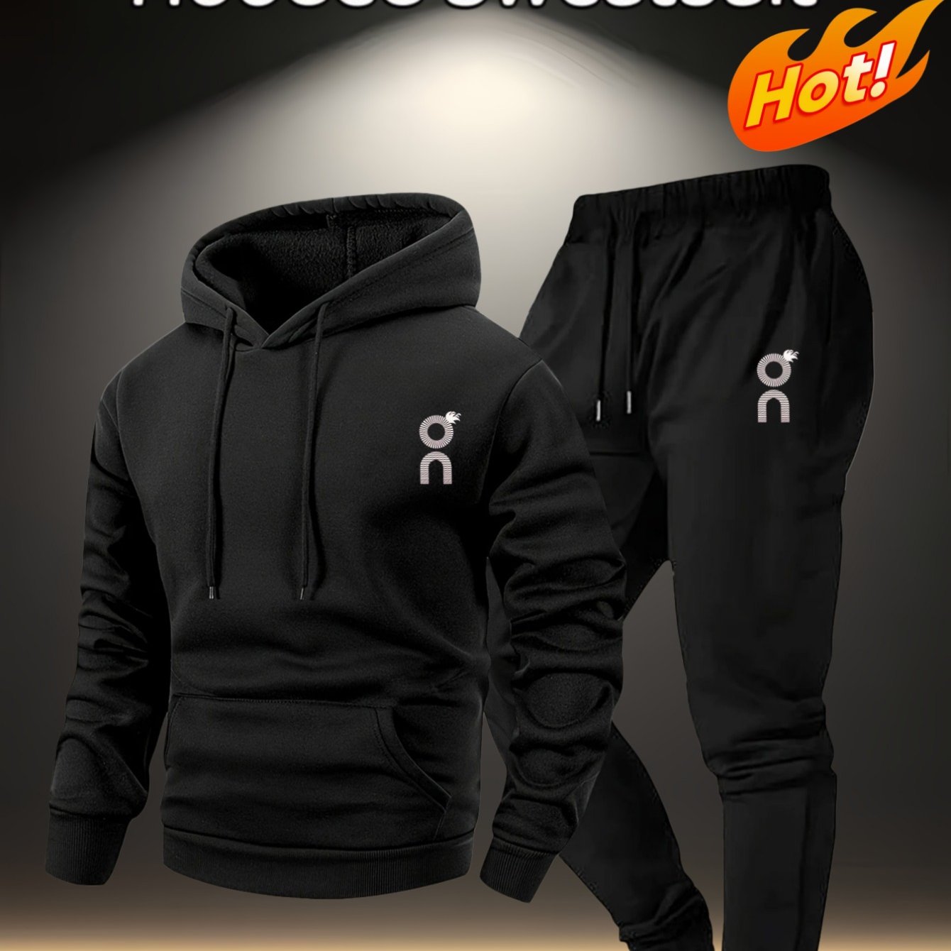 TEMU 2026 New Hooded Sweatshirt Set For Winter Navy Blue Lightweight Comfortable Tracksuit For Dining Room Use