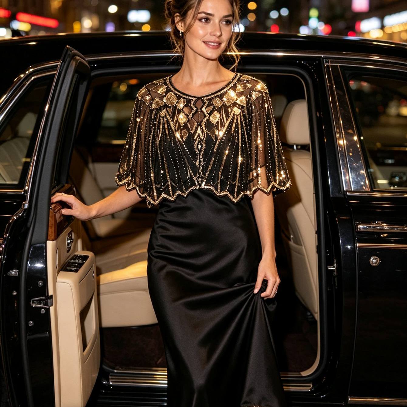 TEMU Women's Vintage Sequin Shrug Cardigan, 1920s Sparkly Short Bolero Jacket, Elegant Glitter Dress Cover Up, For Evening Party, Wedding And