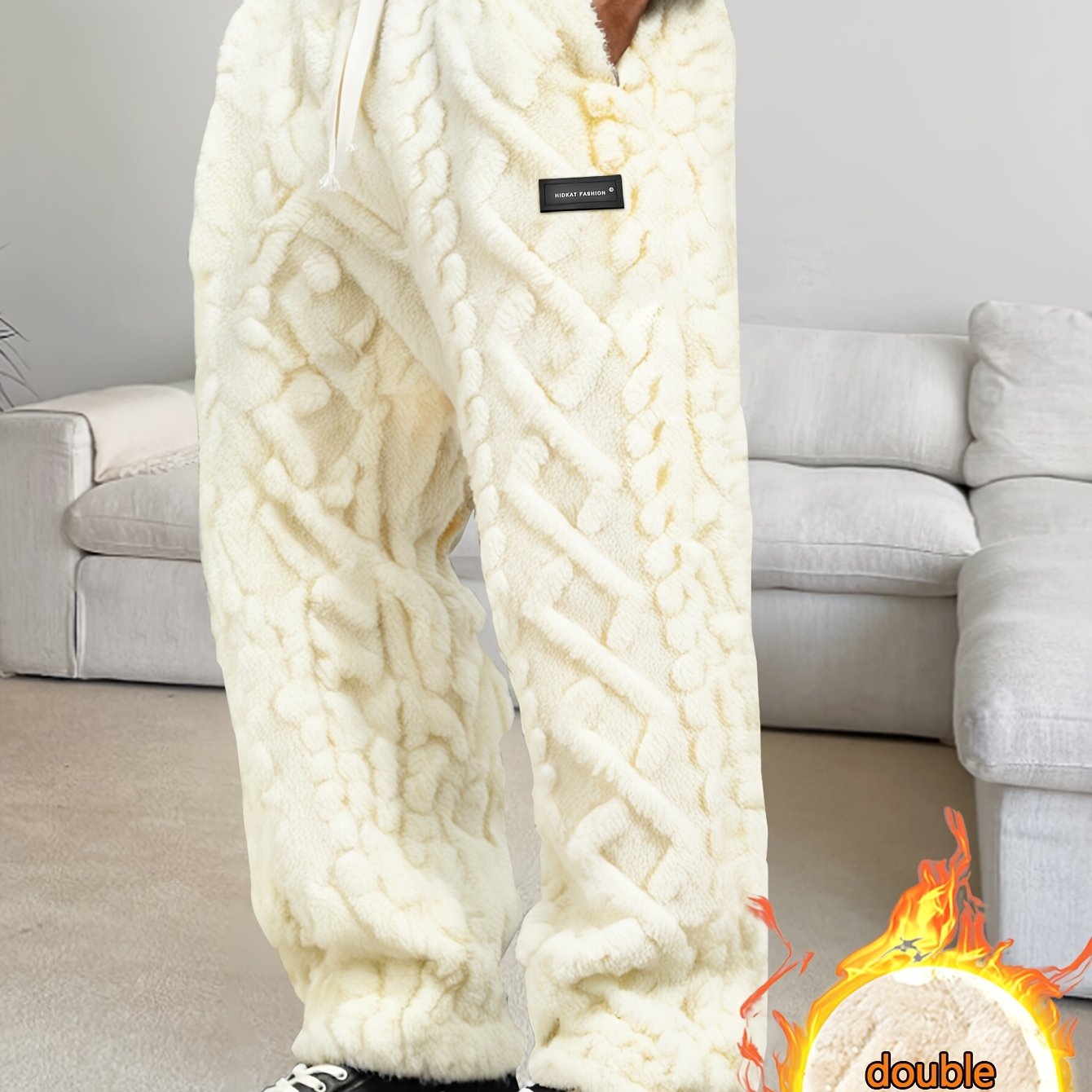 E-shop Herren Winter Fleece-gefütterte Freizeithose | Kordelzug, Bequem und Leicht, Mittelhohe Taille, Gerades Bein, Geeignet für Tägliche