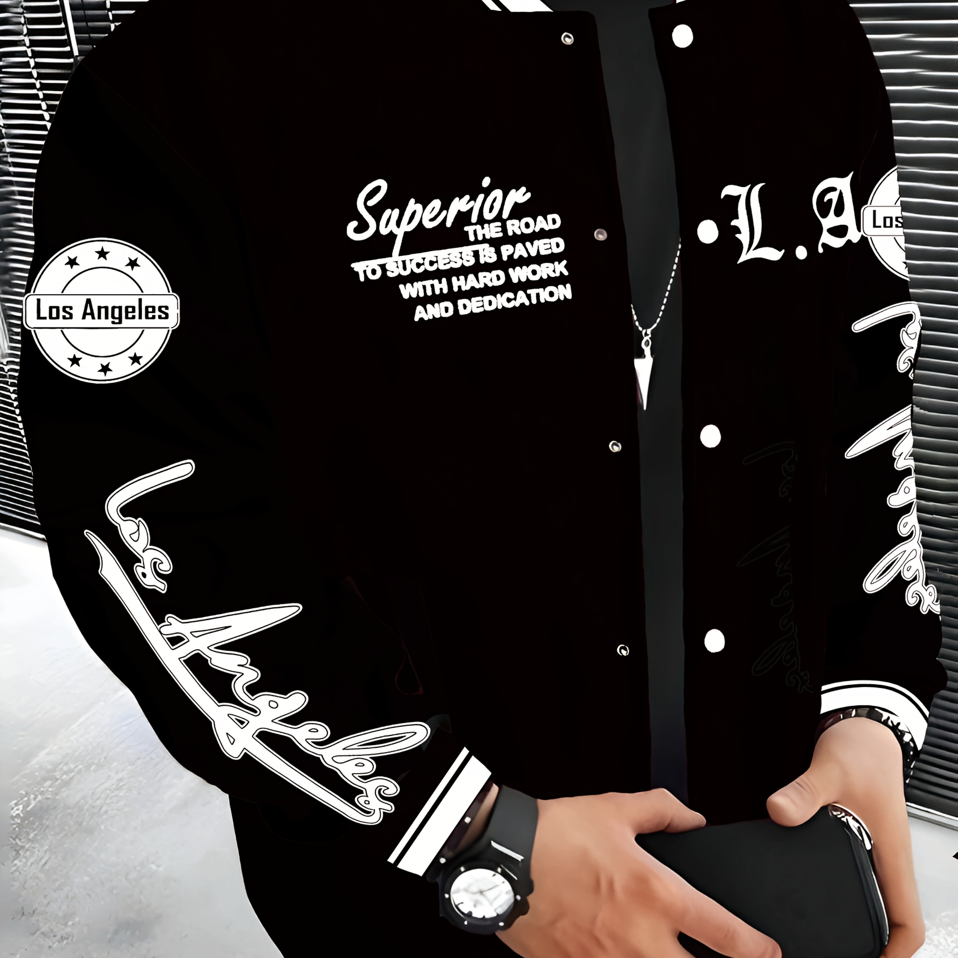 TEMU Spring Autumn Winter New City Name Los Angeles Series Jacket Lightweight Warm Fleece Baseball Uniform Trendy Brand Jacket Hip-hop Rock Clothing