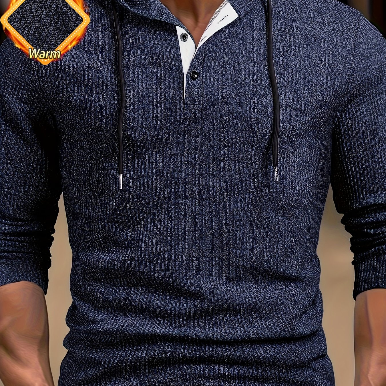E-shop Herren Stretch Farb-Geripptes Patchwork Outdoor Sport Casual Kapuzen-Henley-Shirt