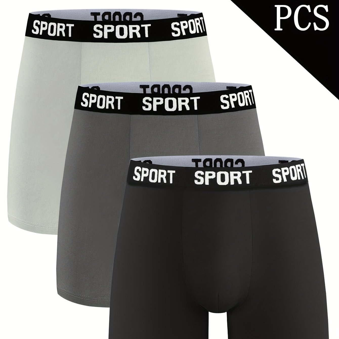 TEMU 3pcs Men' Color Long's Underwear, Breathable Quick Drying Elastic Waistband Sports Pants, Suitable For Daily Wear And Exercise Fitness Of Male ,