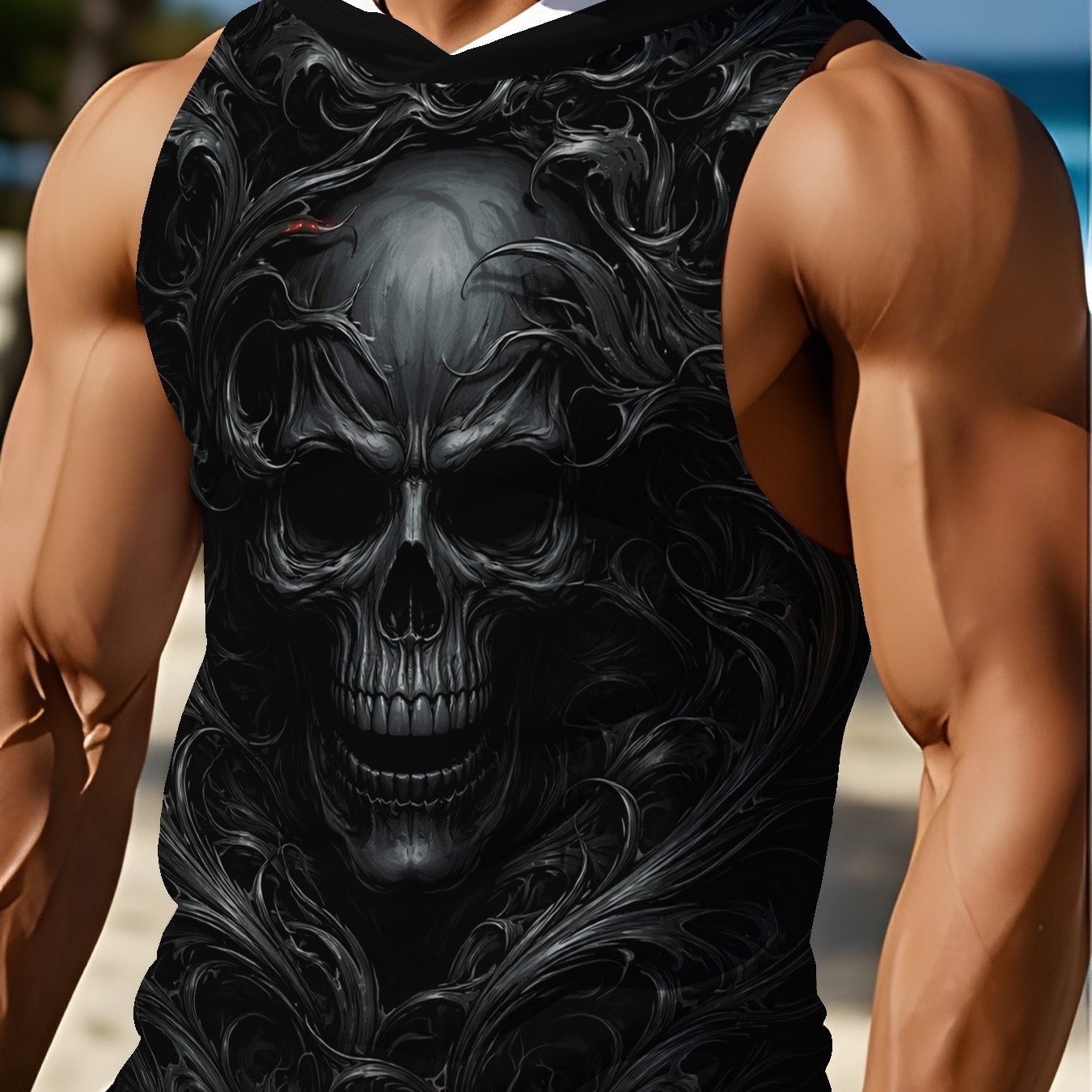 TEMU [printed Design-not Textured] 's Summer Trendy Hooded Vest, Casual Athletic Sleeveless Top, Breathable All-match Outerwear Vest, Plus Size