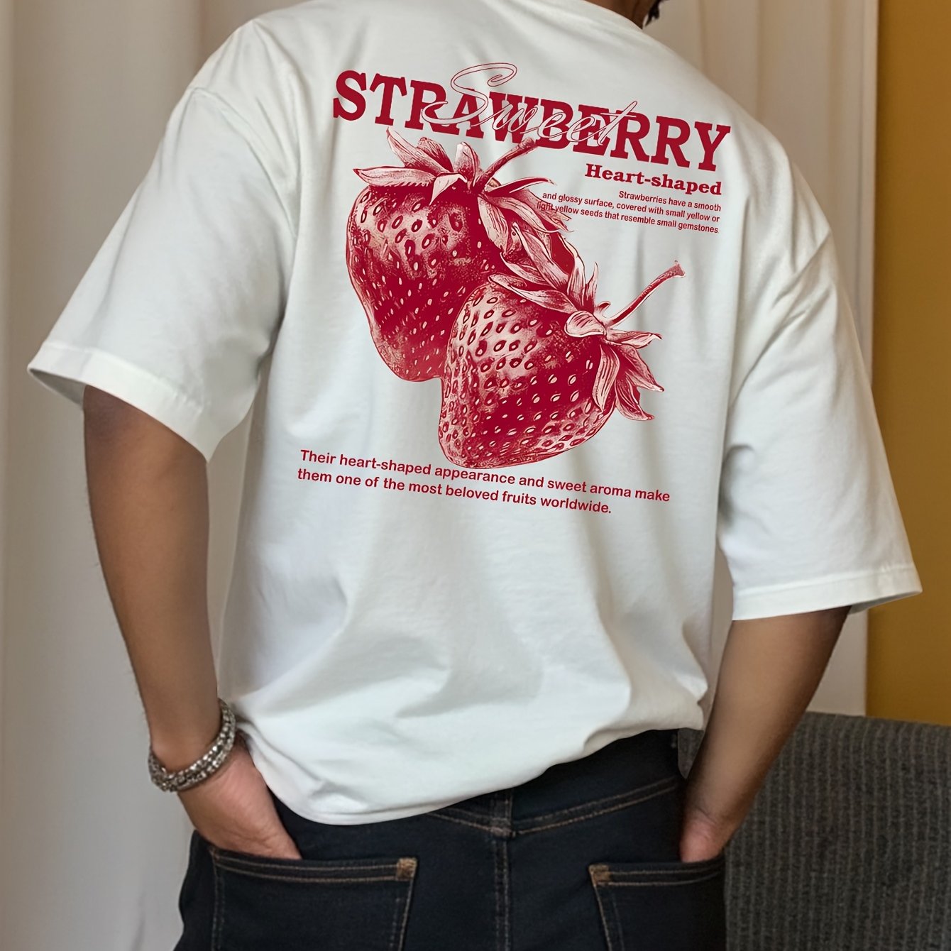 TEMU T-shirt Homme Col Rond Imprimé Lettres Hot Stamping