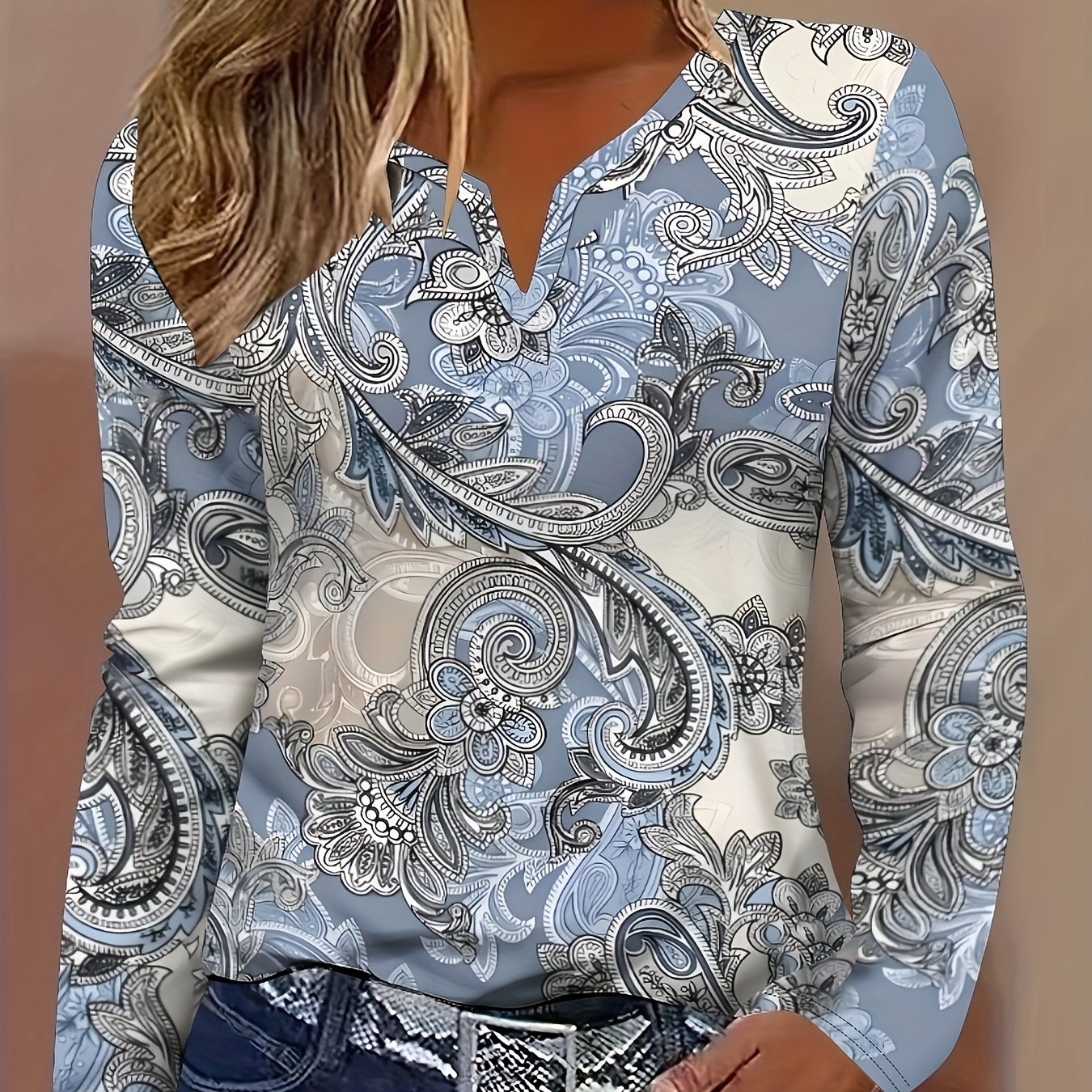 TEMU Biaomao Women's Clothing New Autumn/winter Small V-neck Long Sleeve T-shirt