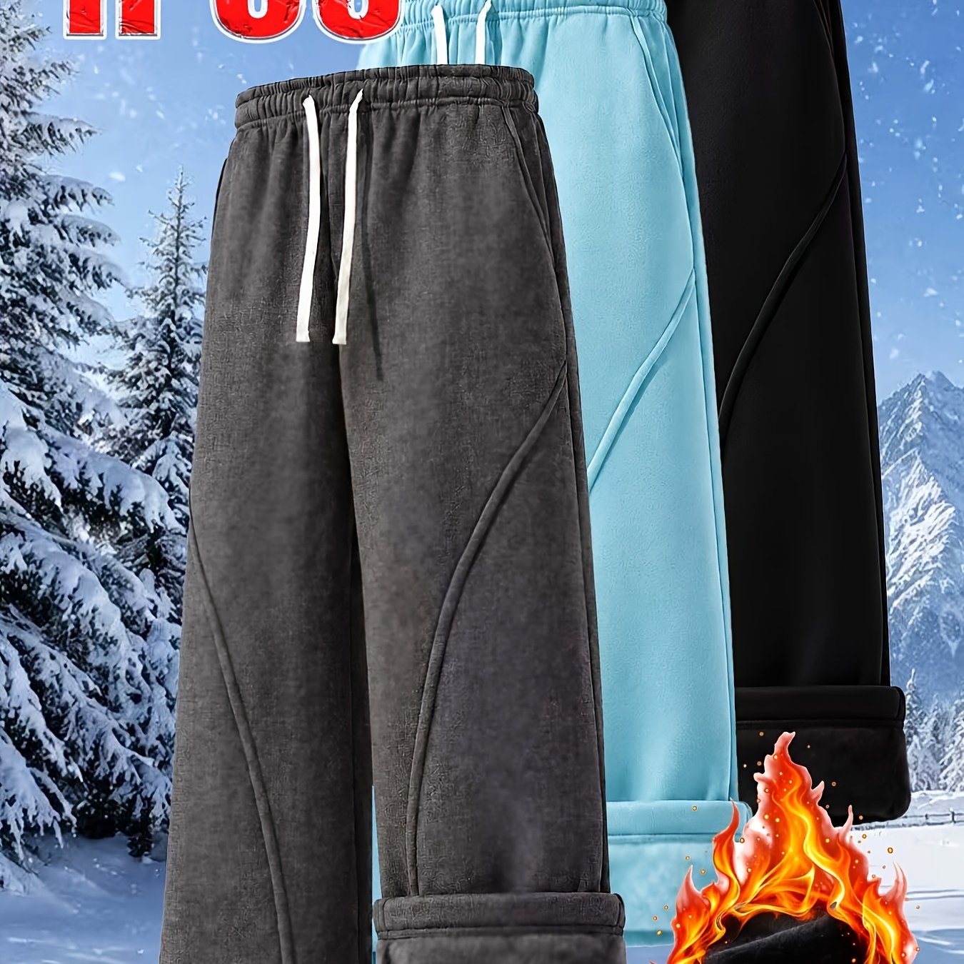 TEMU Men's And Women's Casual Sports Fleece Casual Pants, With Elastic Waistband, Suitable For Outdoor Activities In Autumn And Winter, For Daily