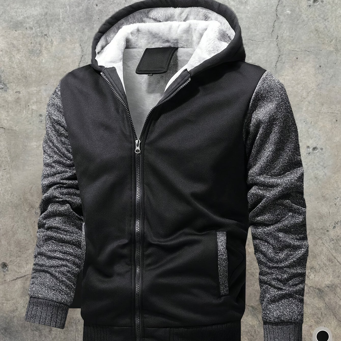 Men's Hooded -lined Thickened Warm Zip-up Jacket