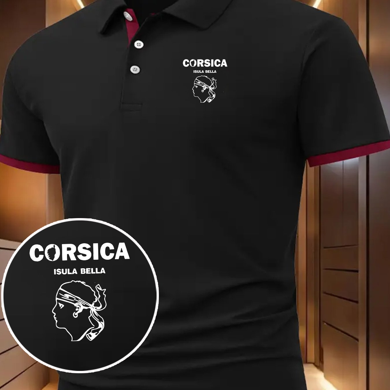 TEMU T-shirt tendance imprimé et polo, vêtement décontracté et pour homme, motif de de Corse, style sportif