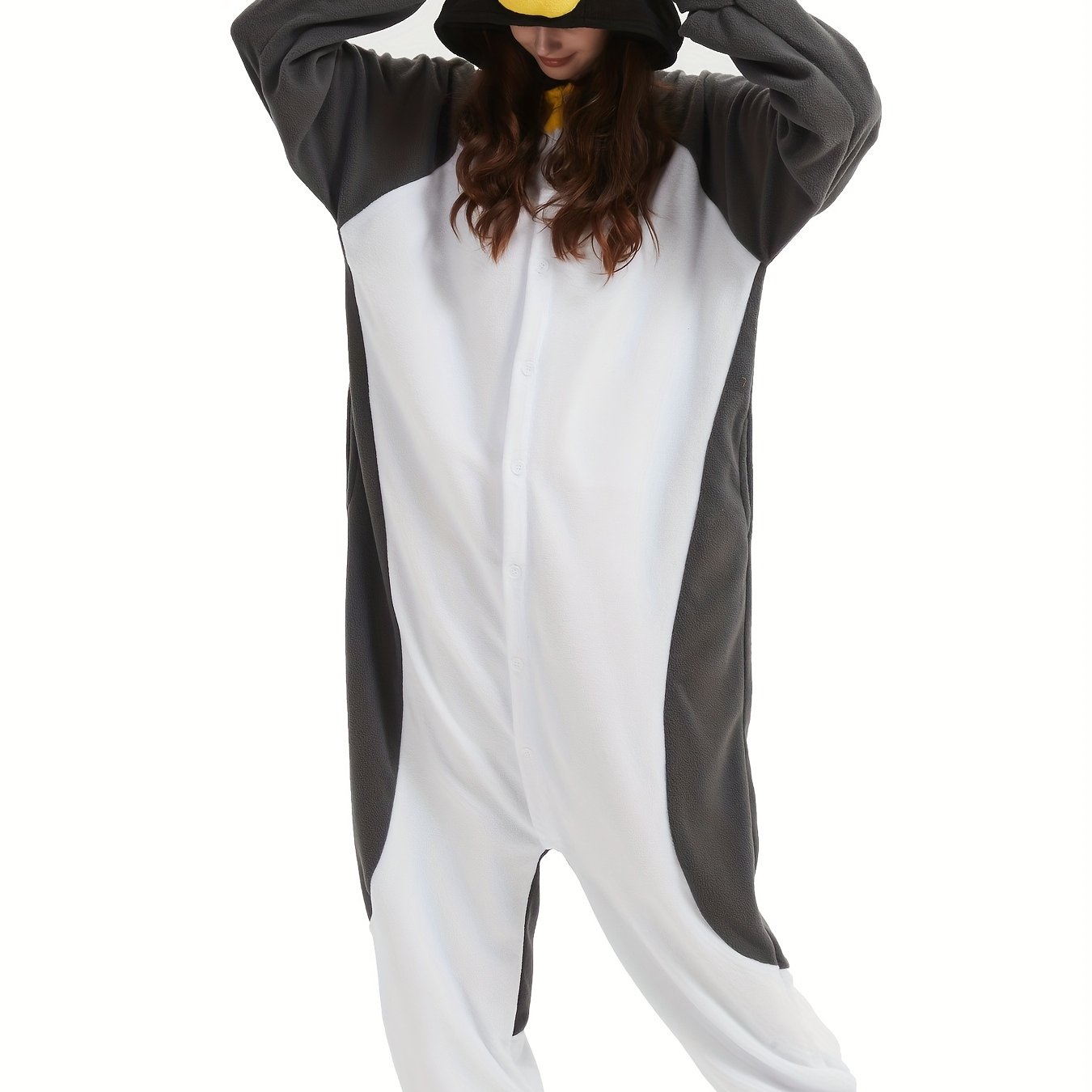 Penguin-themed Animal Onesie Pajamas For Women, Thickened Halloween Party Costume, Cosplay Pajamas, Warm And Funny Pajamas For Men And Women, Wear.