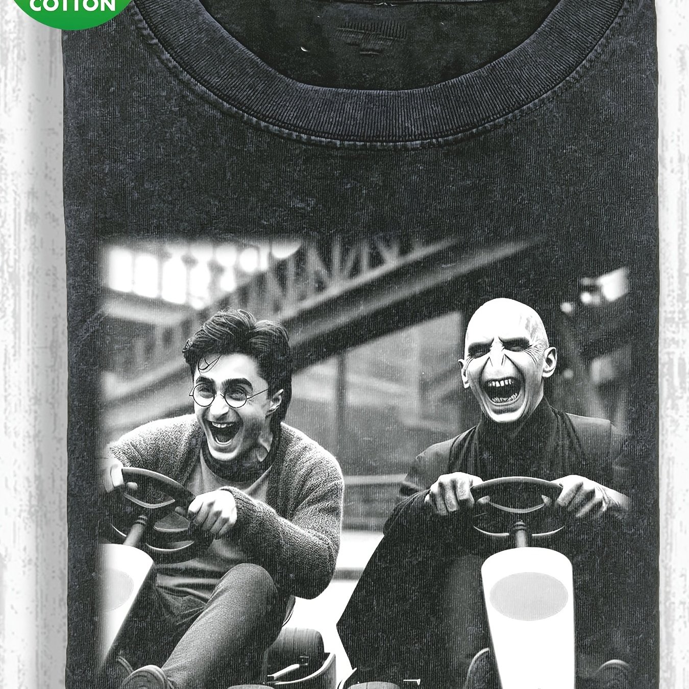 Image of Warner . Official, Spring And Summer Men's Harry Potter And Voldemort Happy Scene T-shirt, Height And Quality Thickened 180g Round Neck Short-sleeved T-shirt, Casual Everyday Street T-shirt
