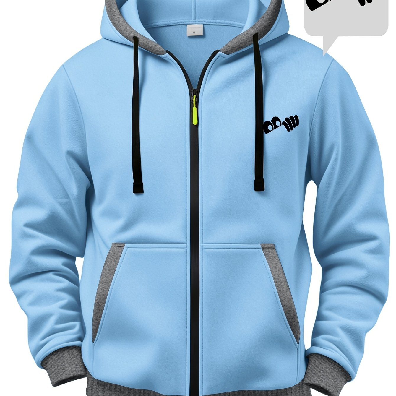 TEMU Autumn And Winter Men's Casual Hooded Jacket, Easy Gesture Casual Coat, Fleece-lined Long-sleeved Warm Sports Sweatshirt