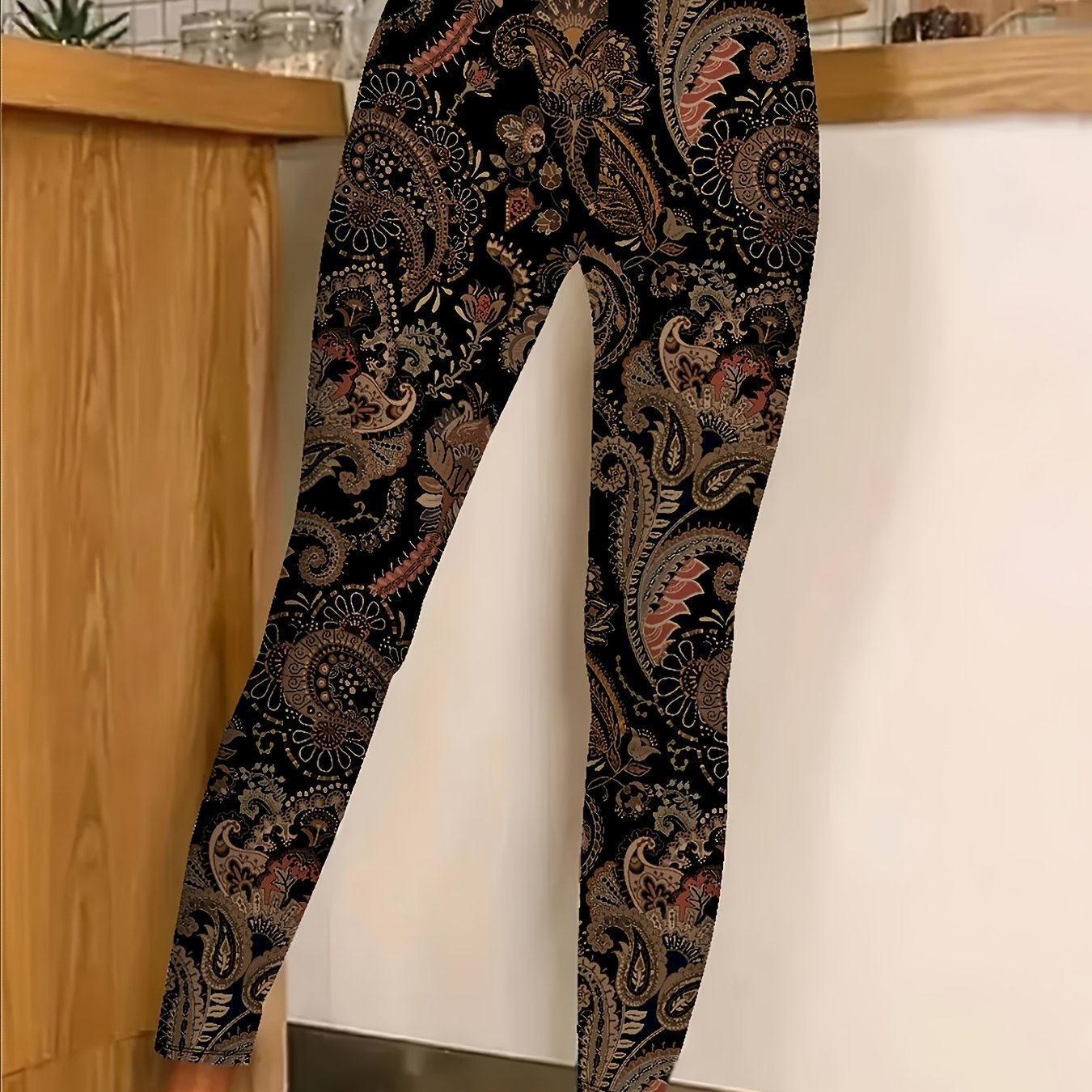TEMU Women's Clothing Casual Fashion Temperament Elegant Comfortable All-match Vacation Vacation Paisley Flower Ethnic Style Printed Tight Pants