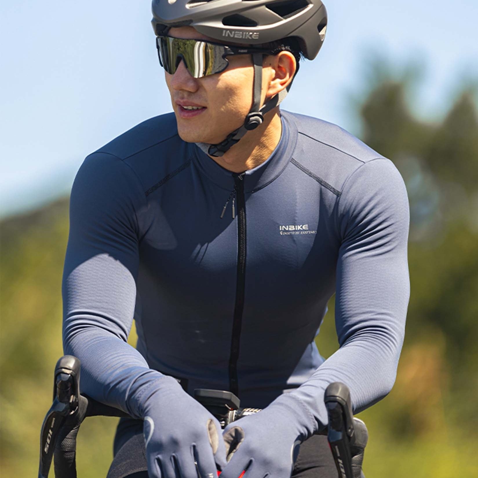 Image of Inbike Men's Cycling Sweatshirt, Winter Warm Long Sleeved, Mtb Bicycle Top, Cycling Apparel, With 3