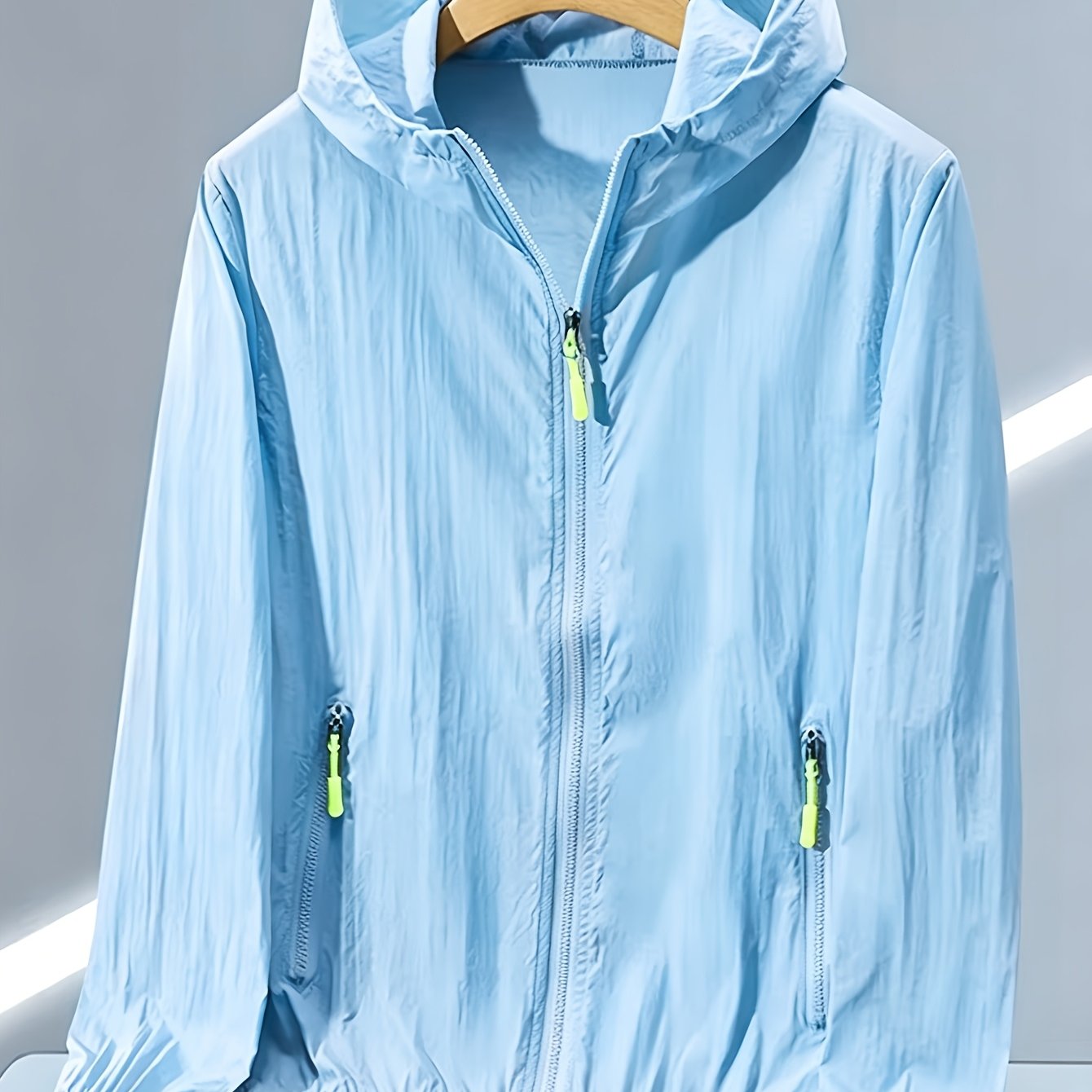 TEMU Hooded Lightweight Jacket Outerwear Top Women's Loose Long Sleeve Full Zip Cardigan Double-sided Zipper Storage Pouch Elastic Cuffs Hem Daily