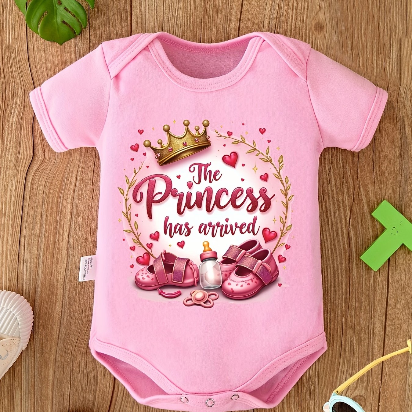 Image of Has Letter Print Baby Romper Newborn Crawling Suit Soft And Comfortable Pregnancy Gift, Perfect For Outdoor