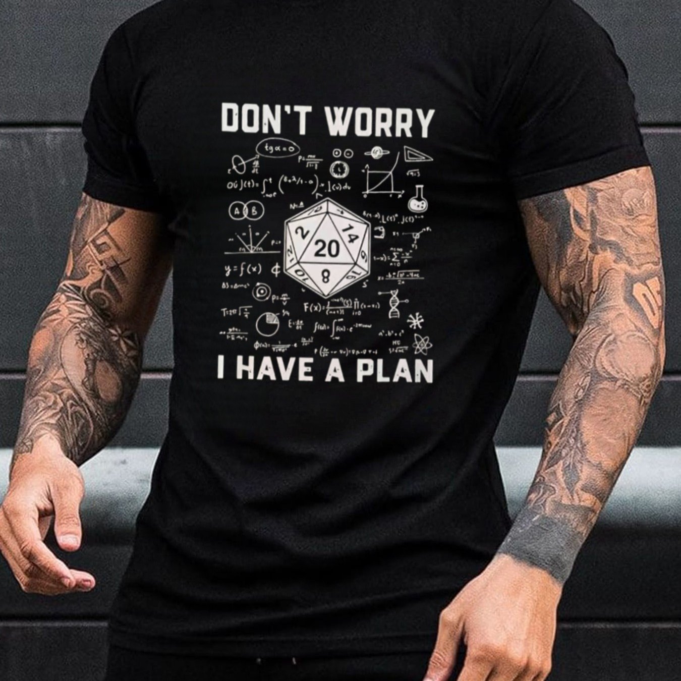 Men's D20 Dice & 'don't Worry I Have ' T-shirt - Comfortable Cotton Short Sleeve Round Neck Tee Suitable For Gaming Fans, Casual Wear, Tabletop Rpg Apparel, Machine Washable Essential